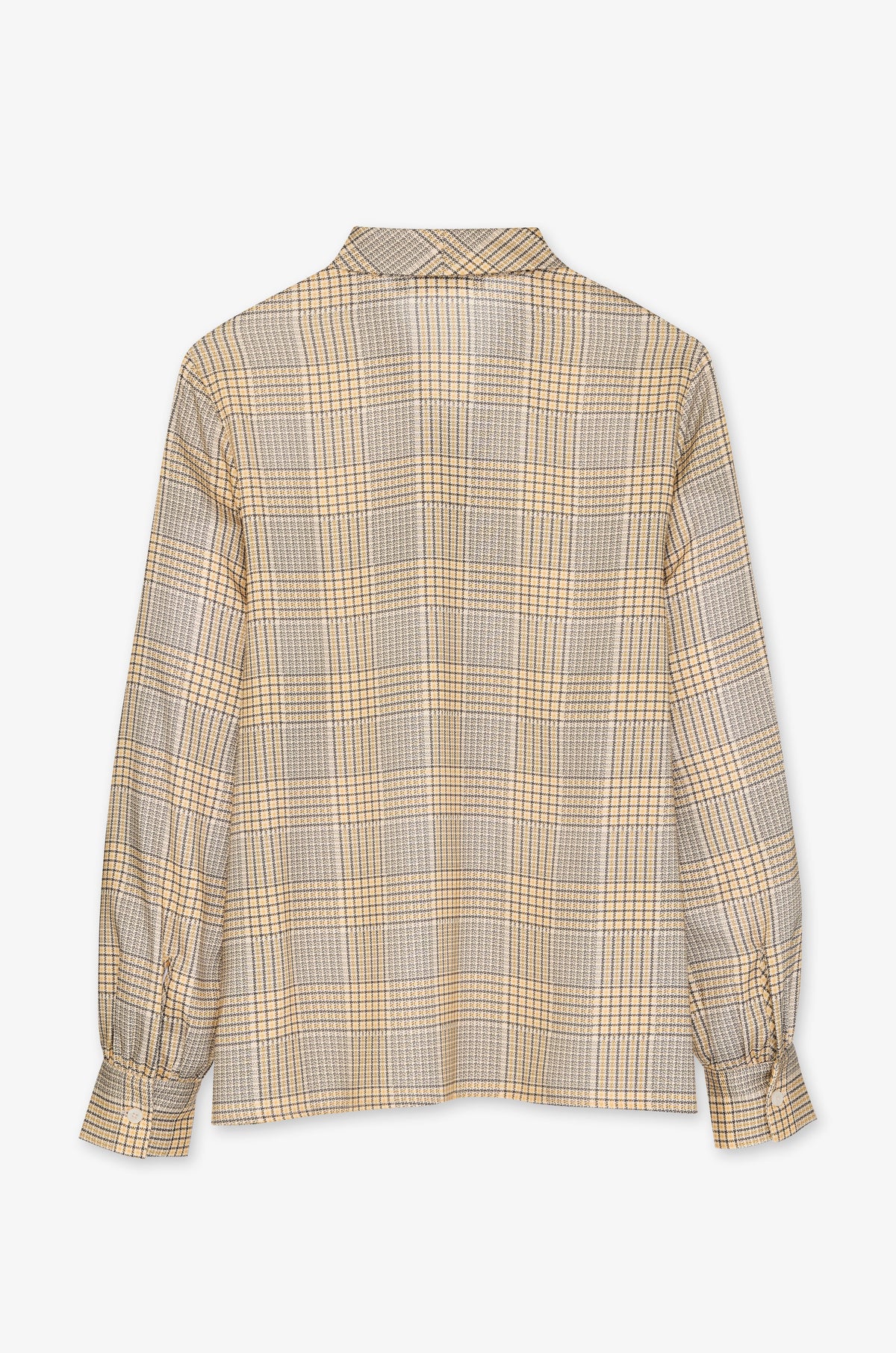 Checked Tie Neck Long Sleeve Blouse
