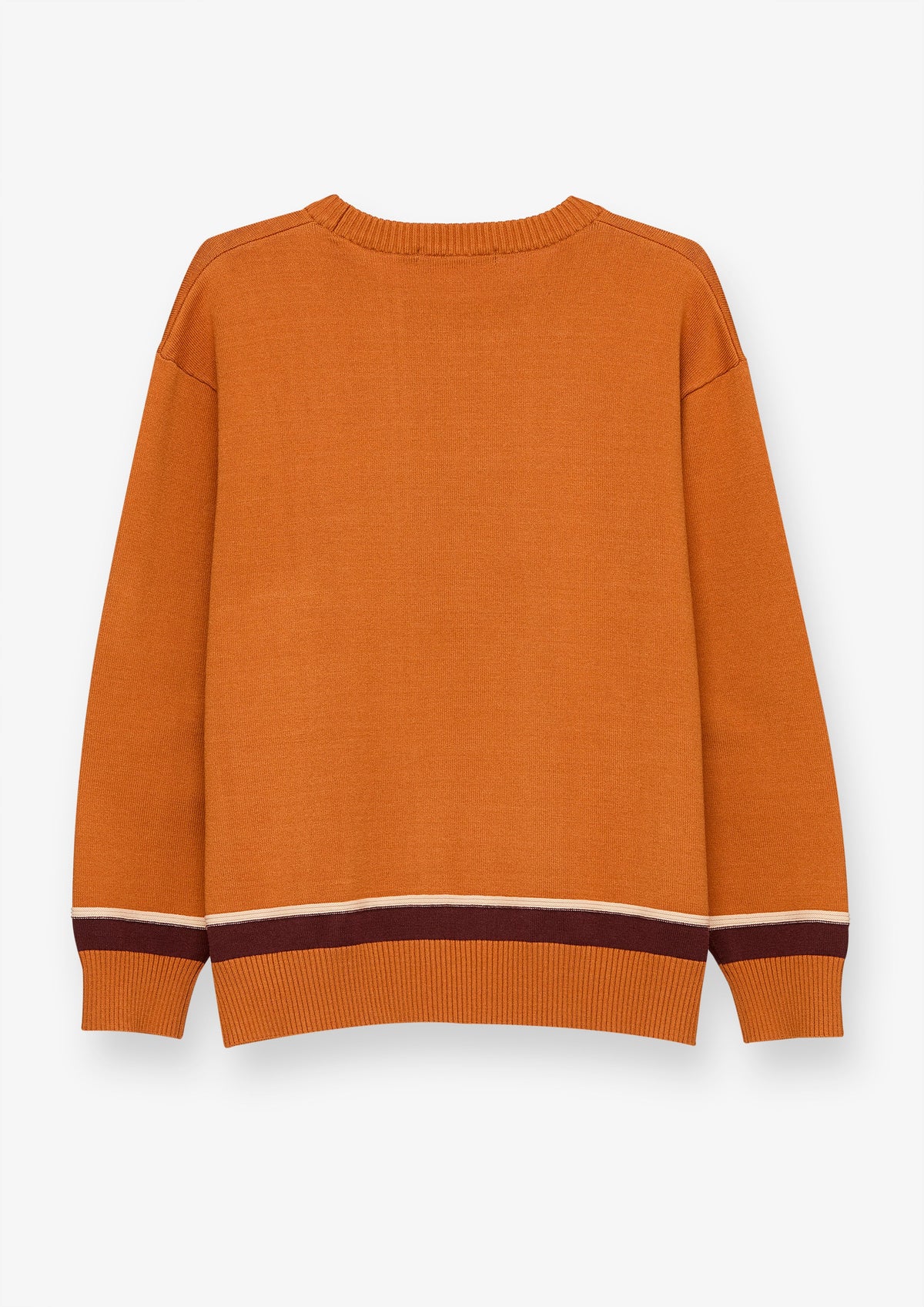 Striped Hem Crew Neck Pullover