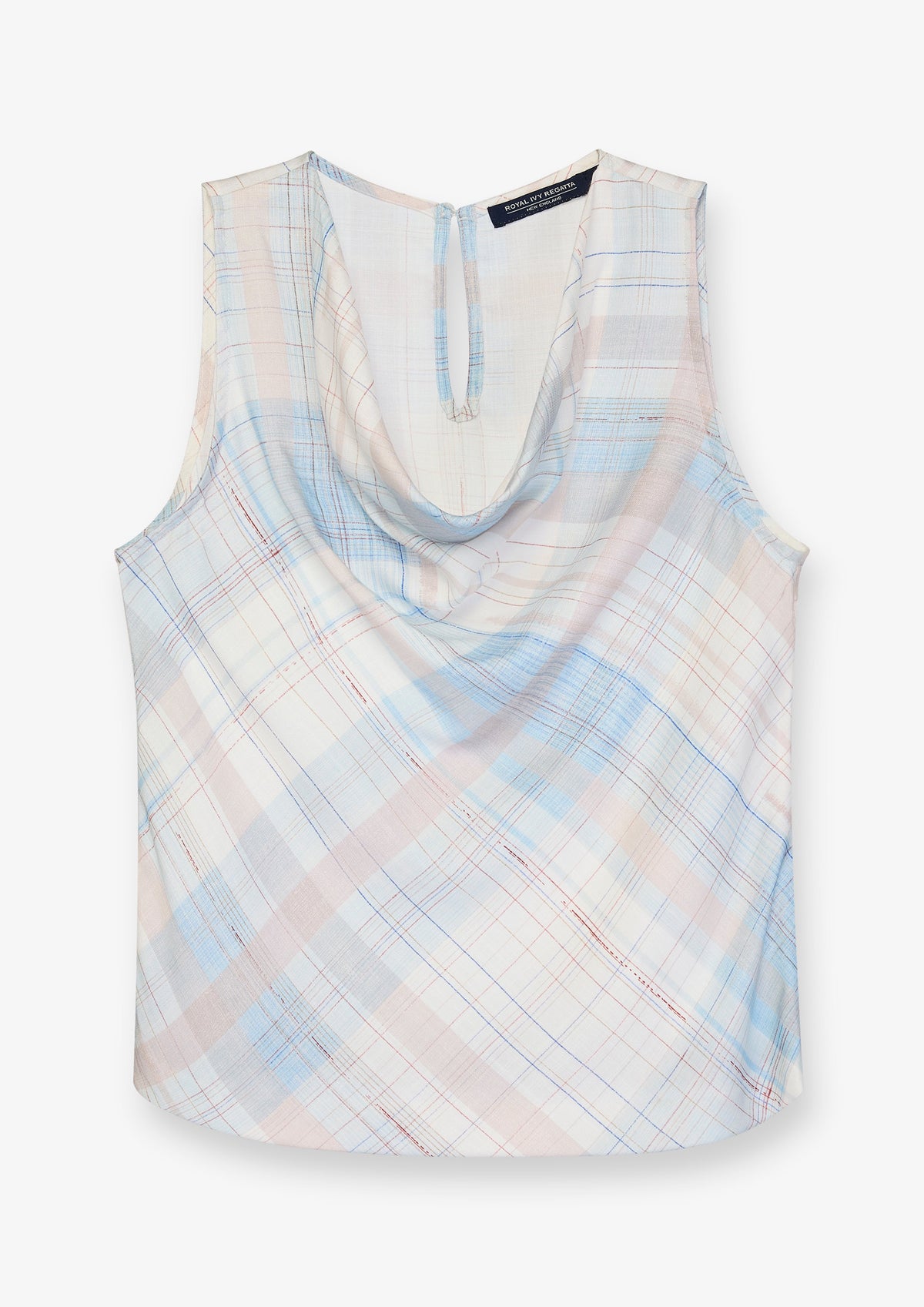 Draped Check Sleeveless Blouse