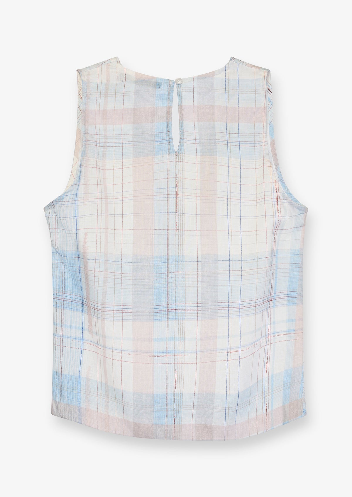 Draped Check Sleeveless Blouse