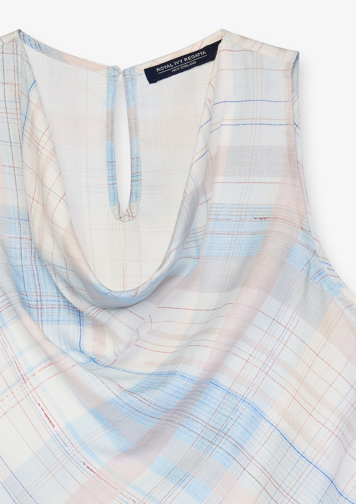 Draped Check Sleeveless Blouse
