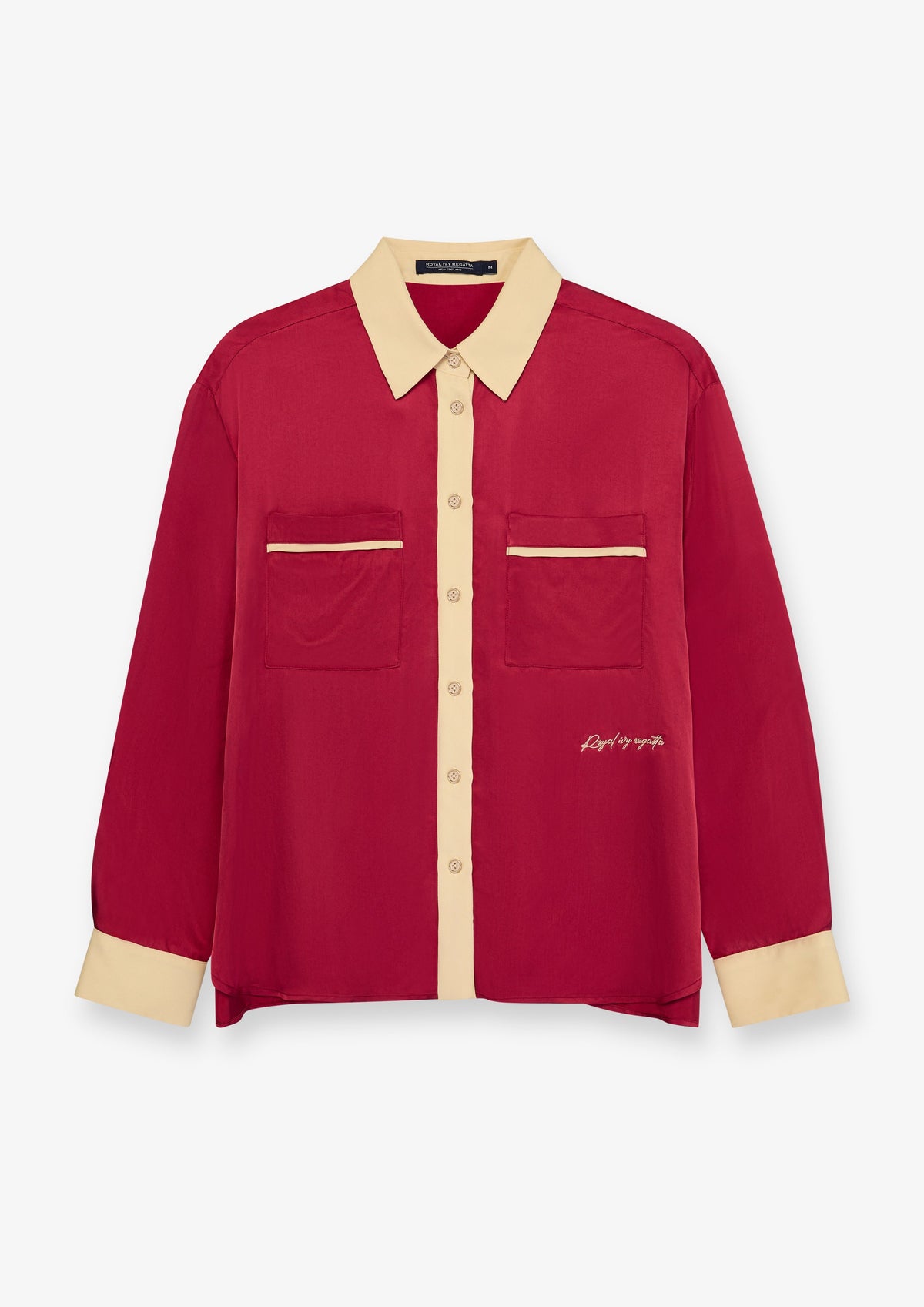 Contrast Collar Pocket Button Shirt