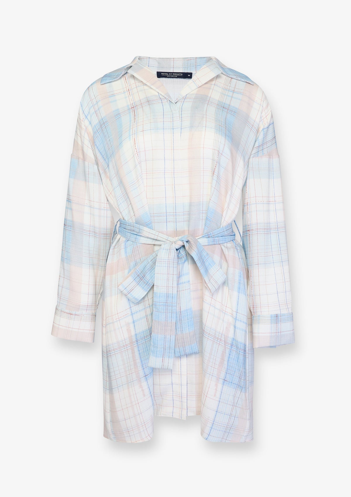 Pastel Check Tie Waist Shirt Dress