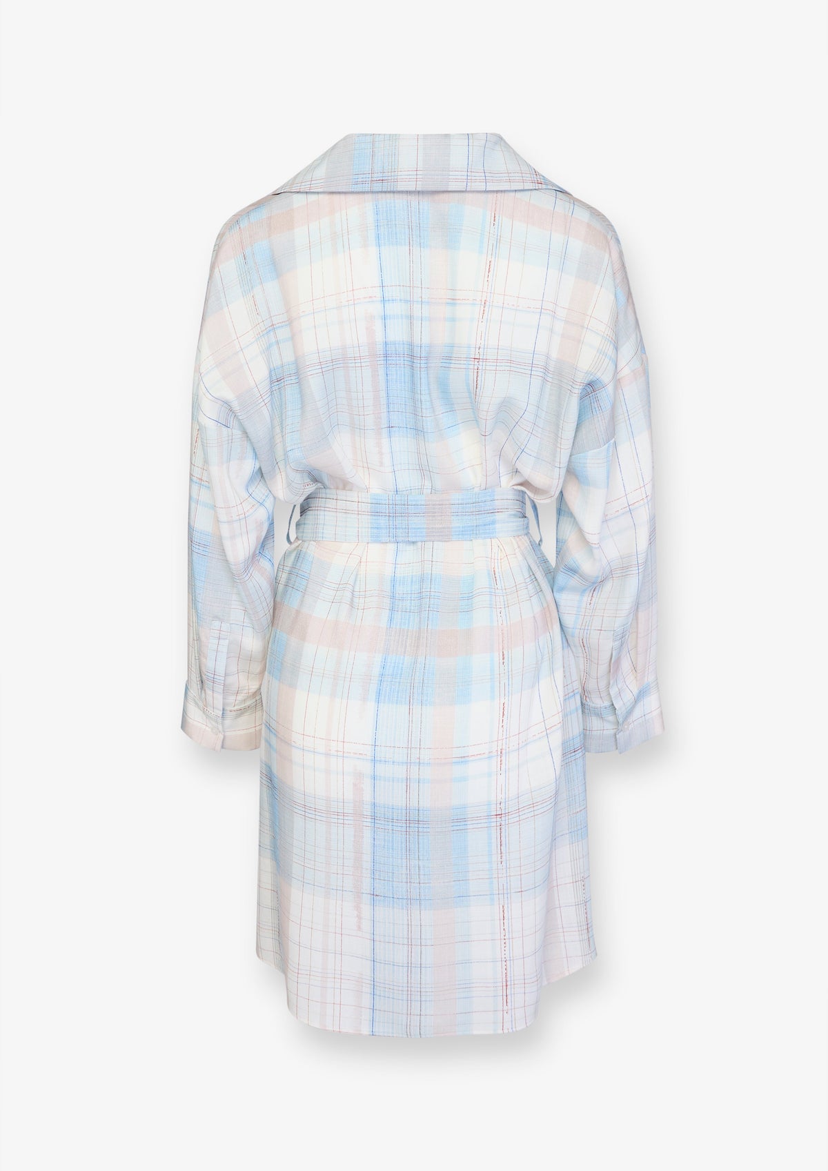 Pastel Check Tie Waist Shirt Dress