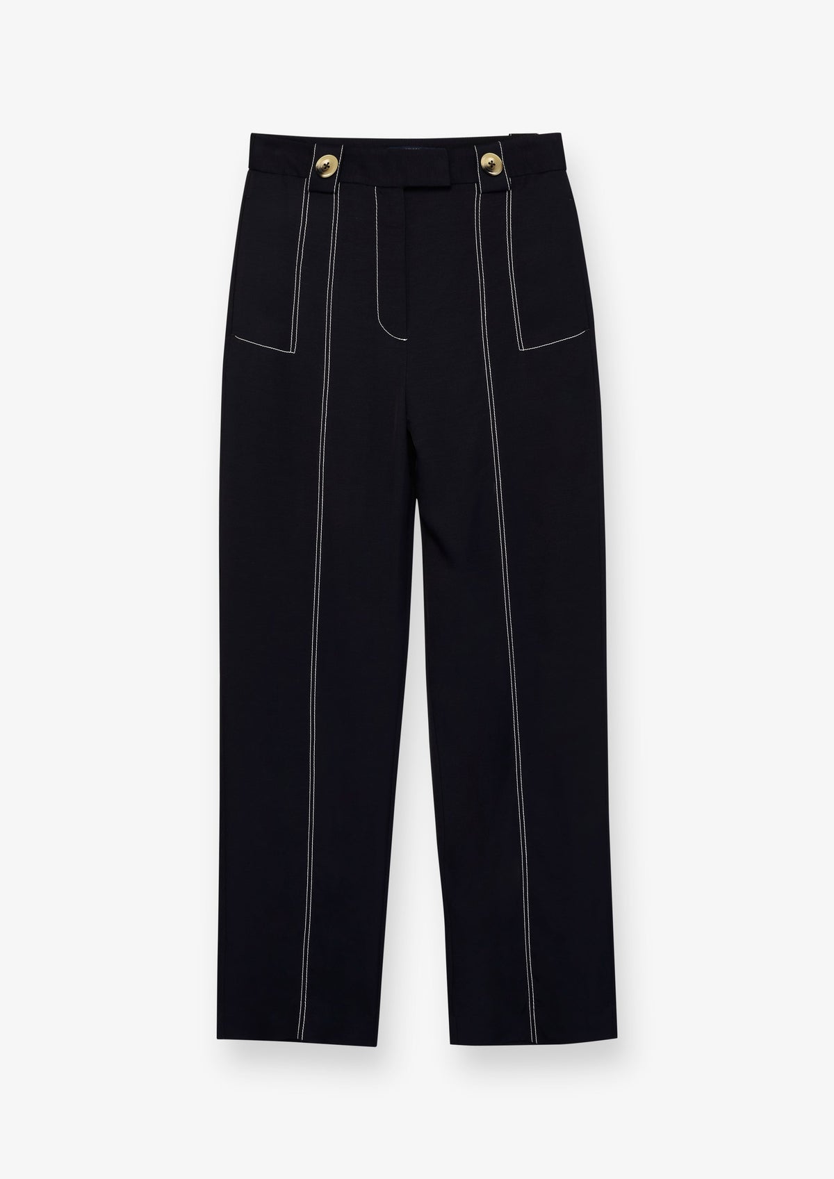 Contrast Stitch Straight Leg Trousers