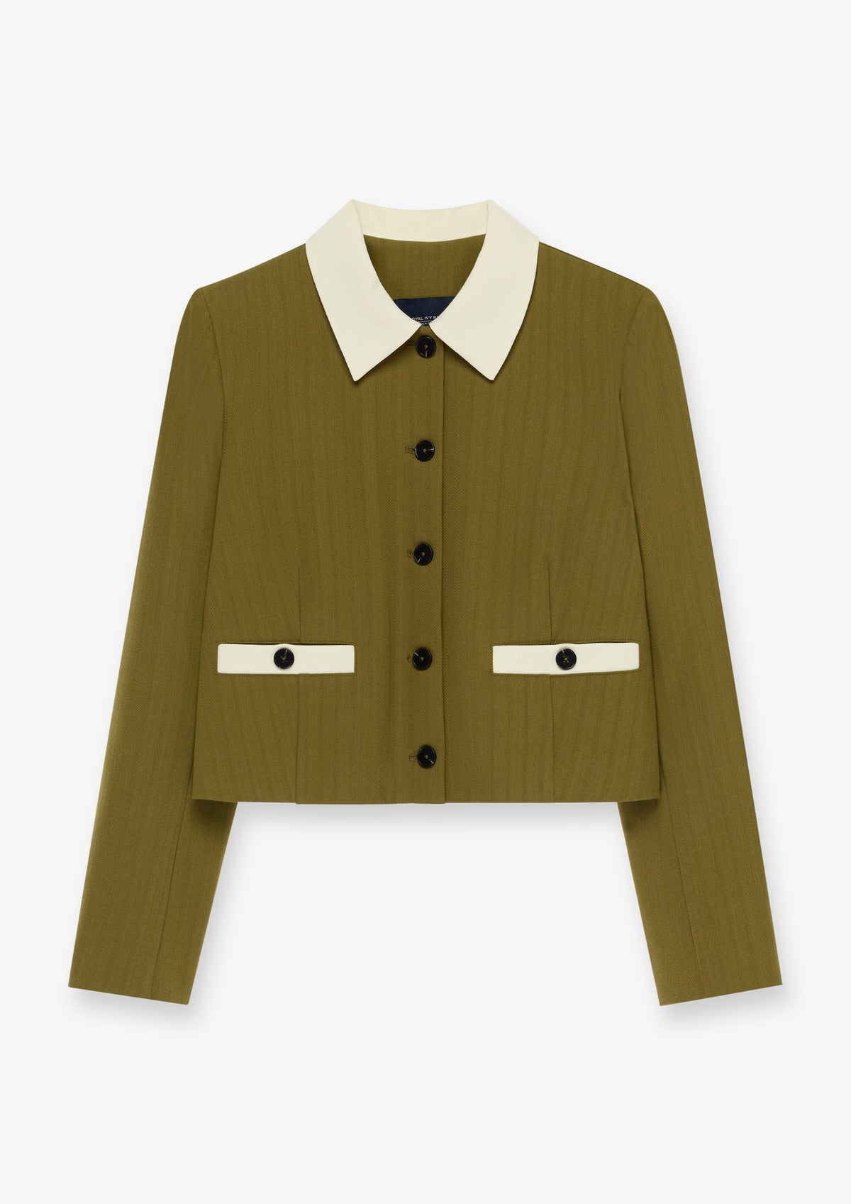 Contrast Collar Cropped Cardigan Jacket