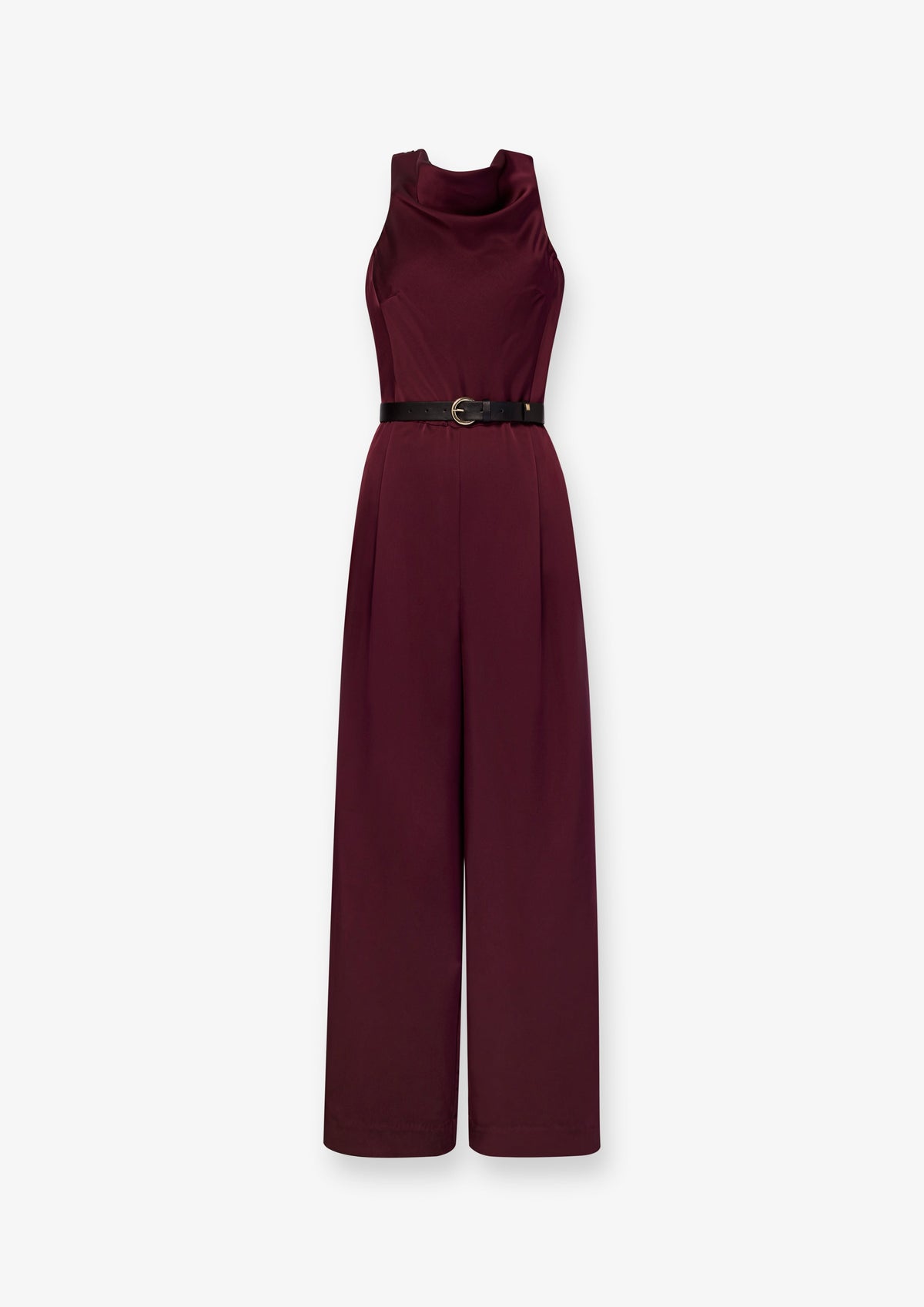 Belted Sleeveless Wide Leg Jumpsuit