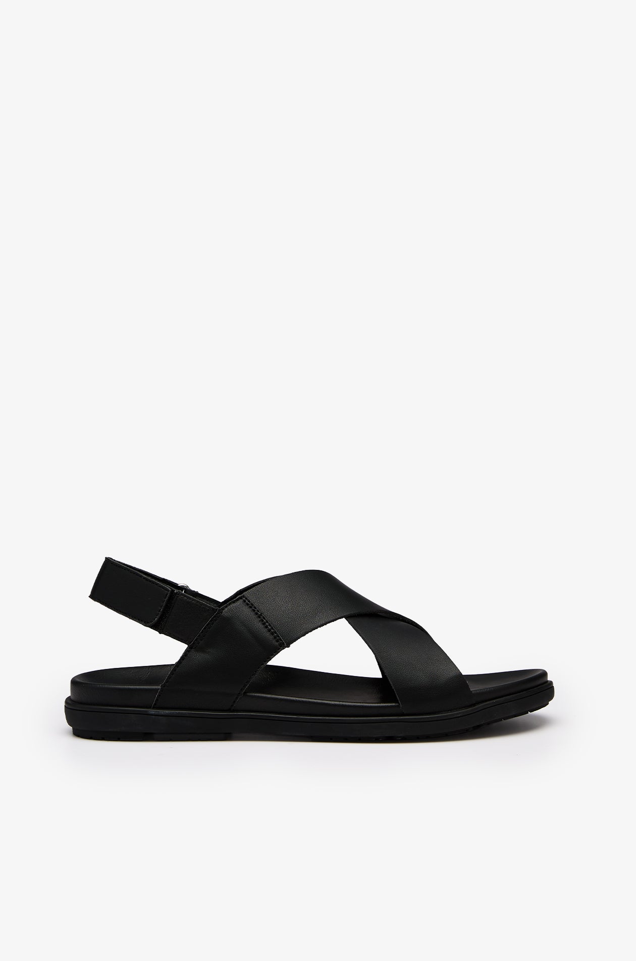 Cross-Strap Leather Sandals Black