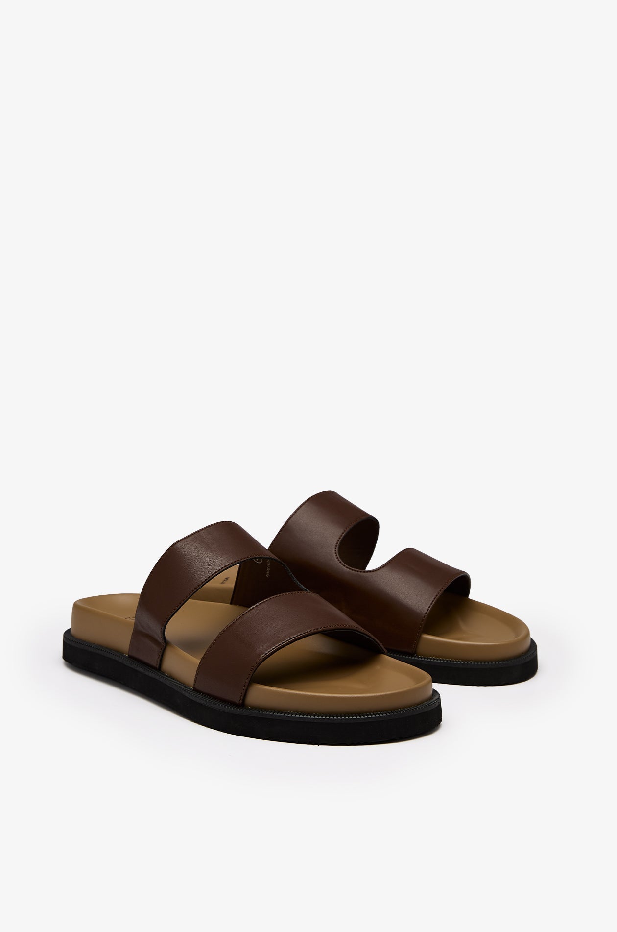 Cross-Strap Leather Sandals Brown