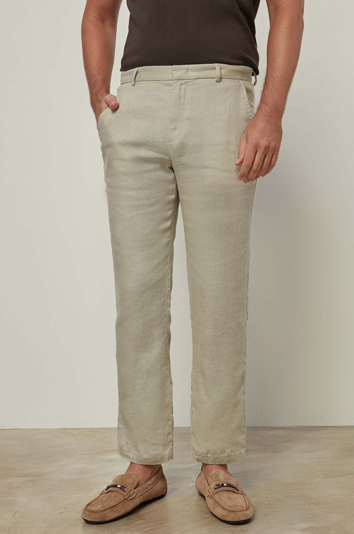 Twill Linen Trousers Beige