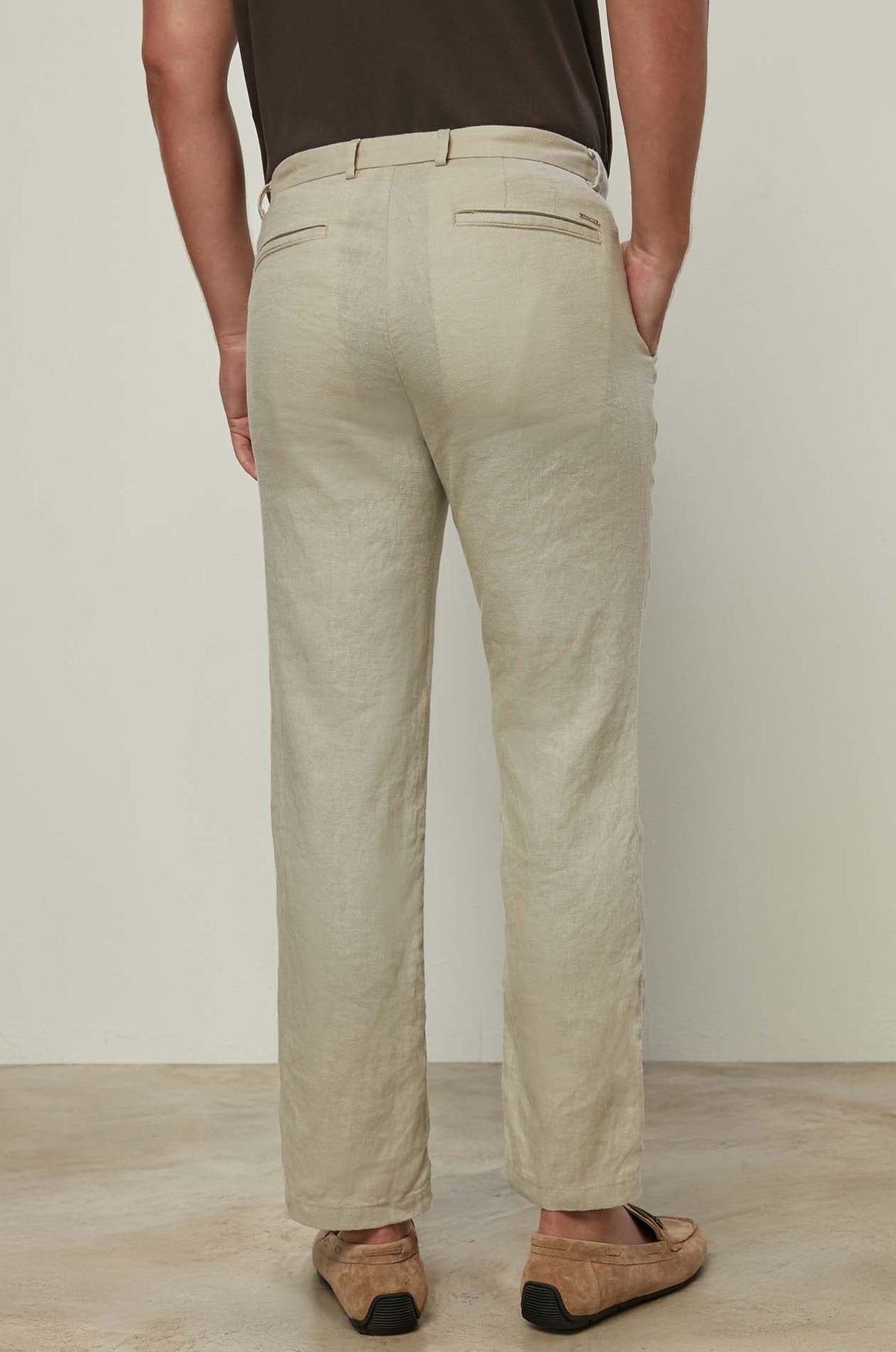 Twill Linen Trousers Beige