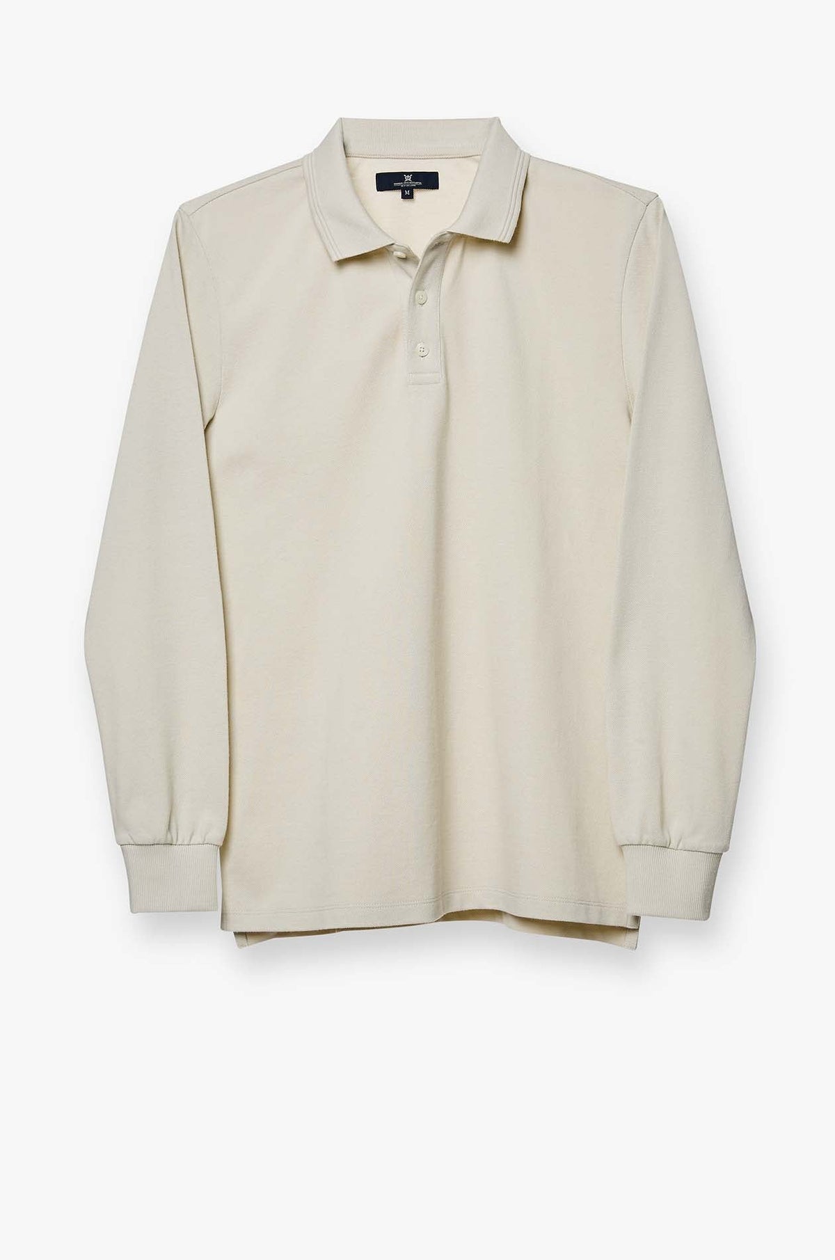 Long Sleeve Pique Polo Light Beige