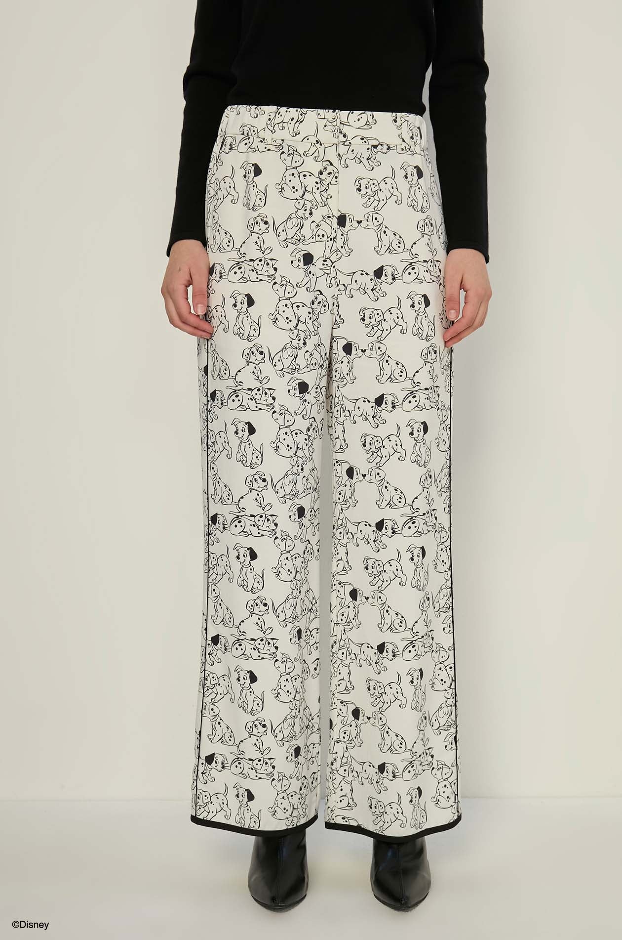 Dalmatians Wide Leg Pants Printed Off-White