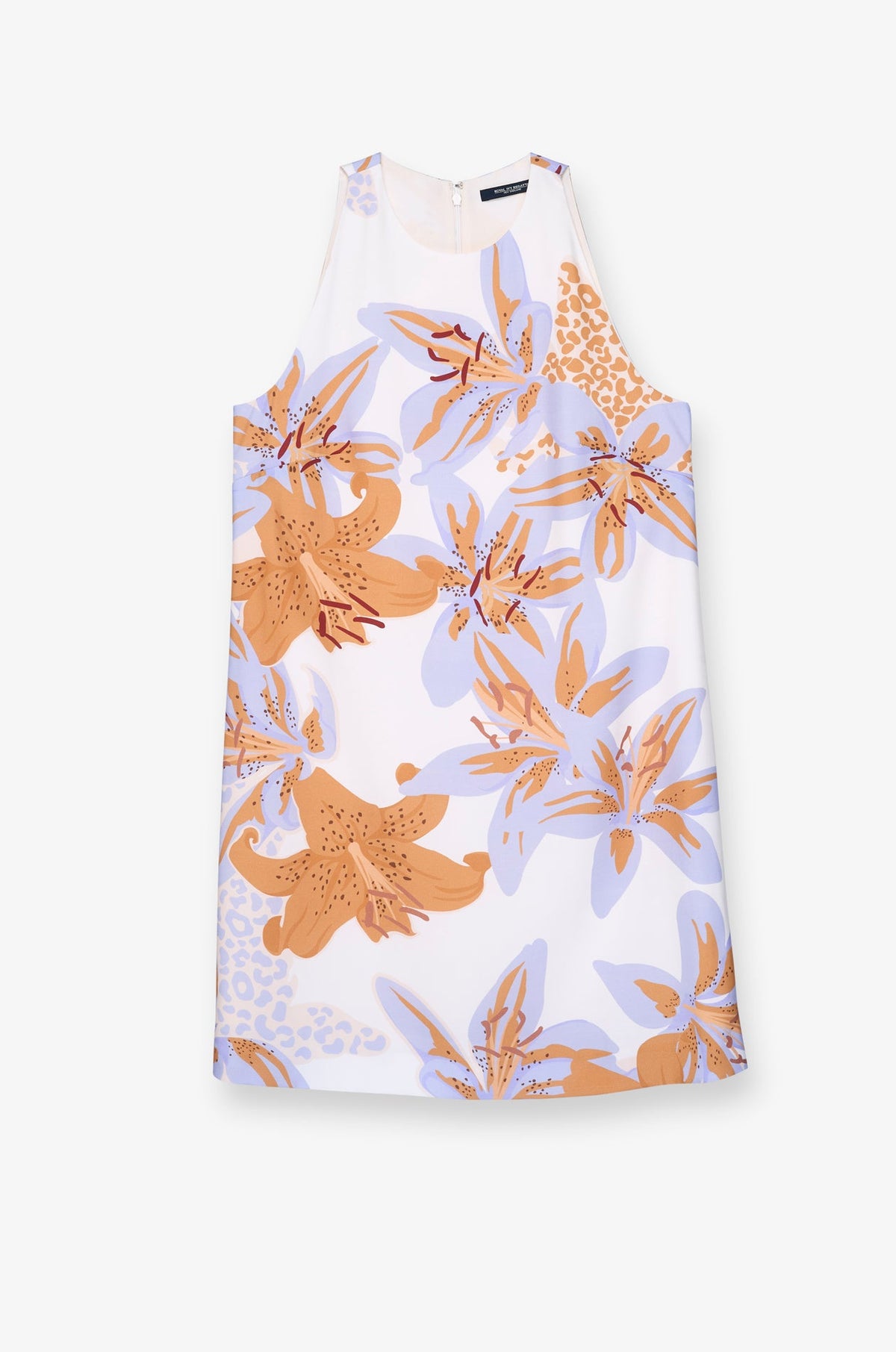 Abstract Floral Sleeveless Shift Dress Printed Brown