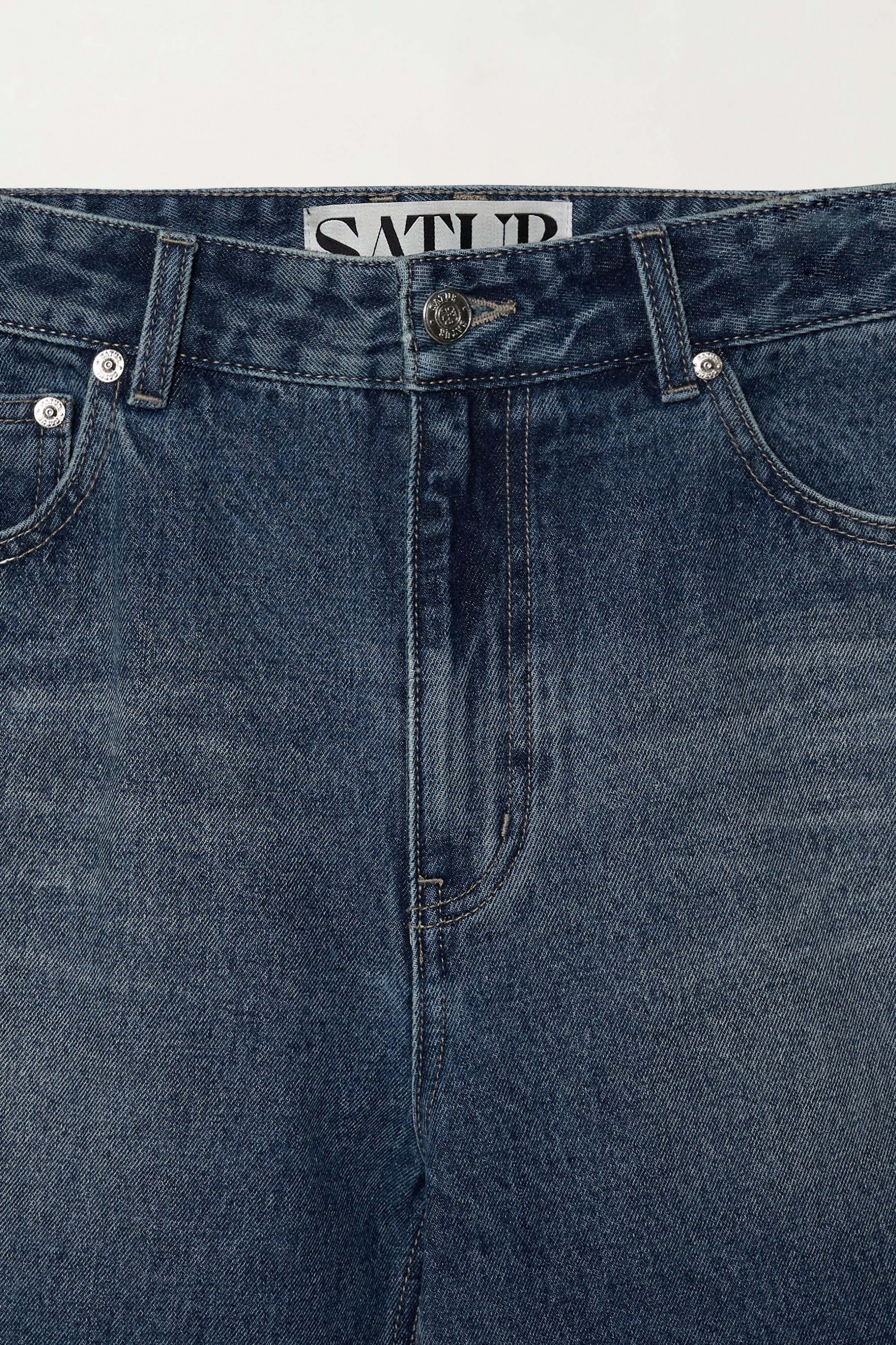 (M) Straight Denim Pants Blue