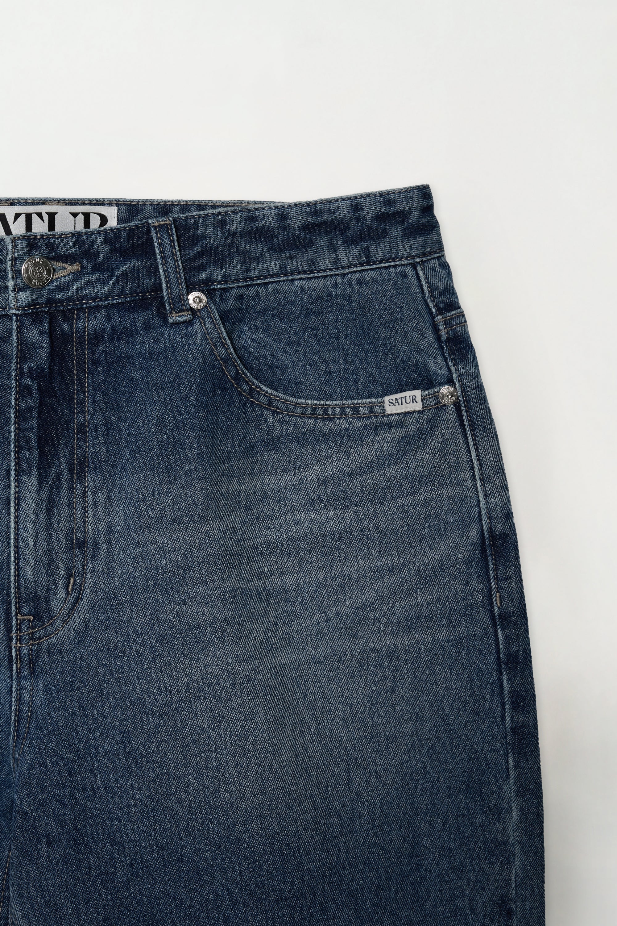 (M) Straight Denim Pants Blue