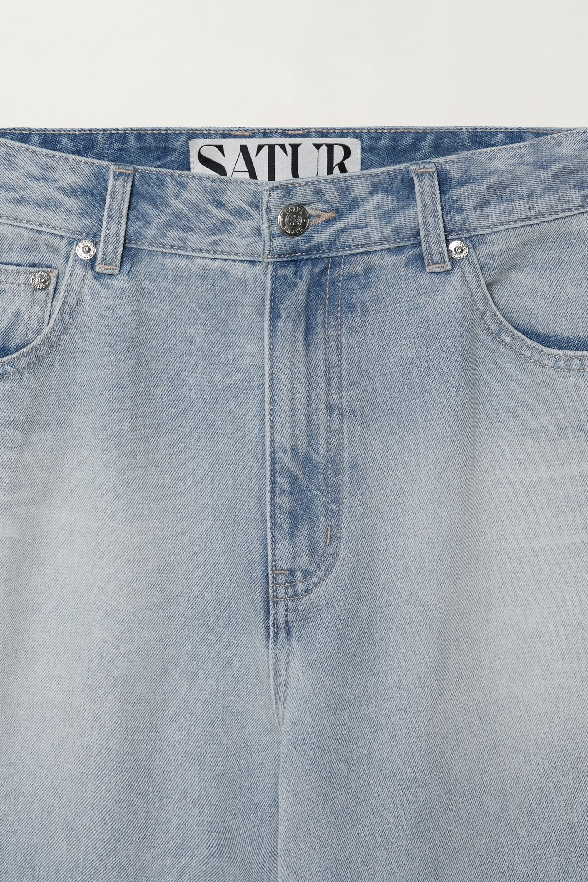 (M) Straight Denim Pants Light Blue