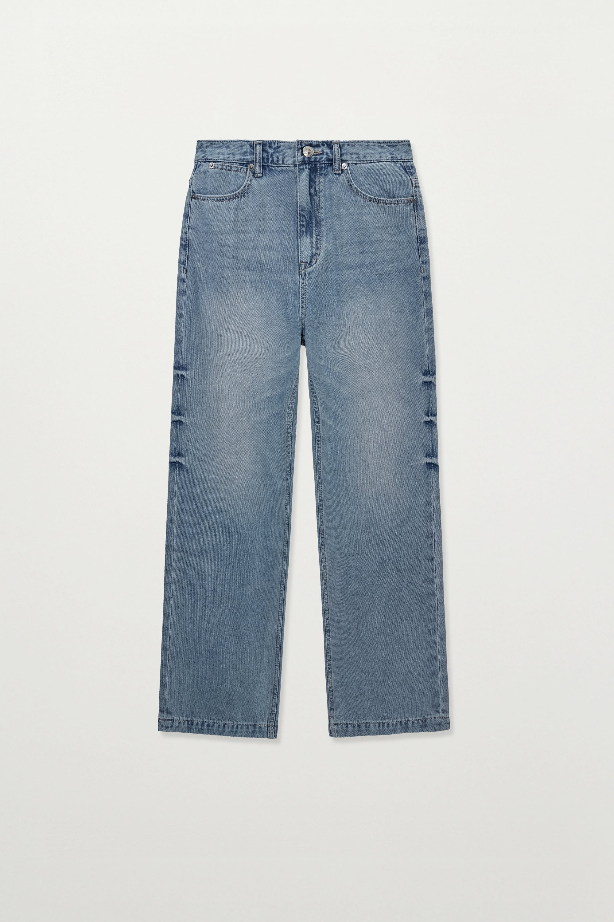 (W) Washed Relaxed Denim Pants Blue