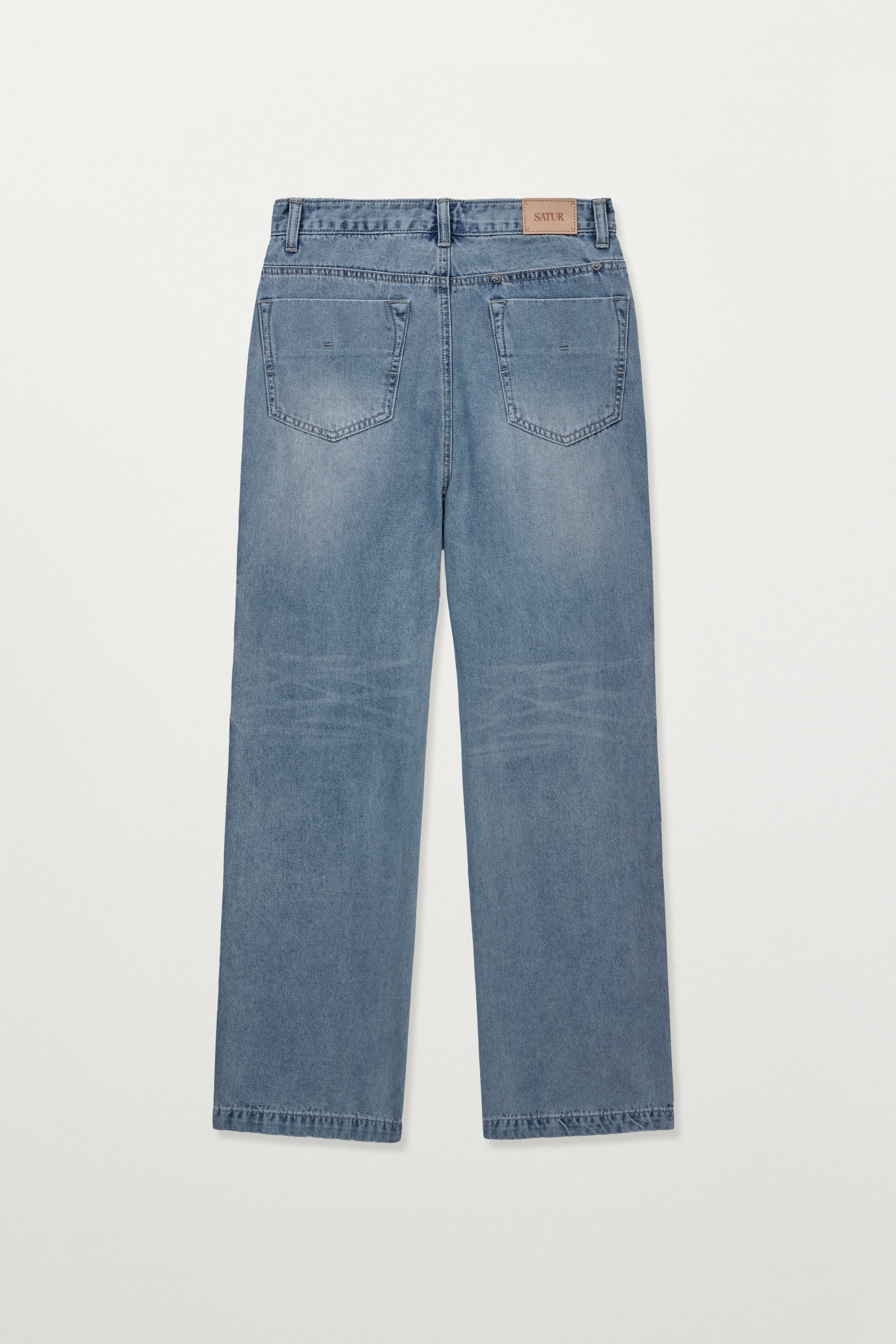(W) Washed Relaxed Denim Pants Blue