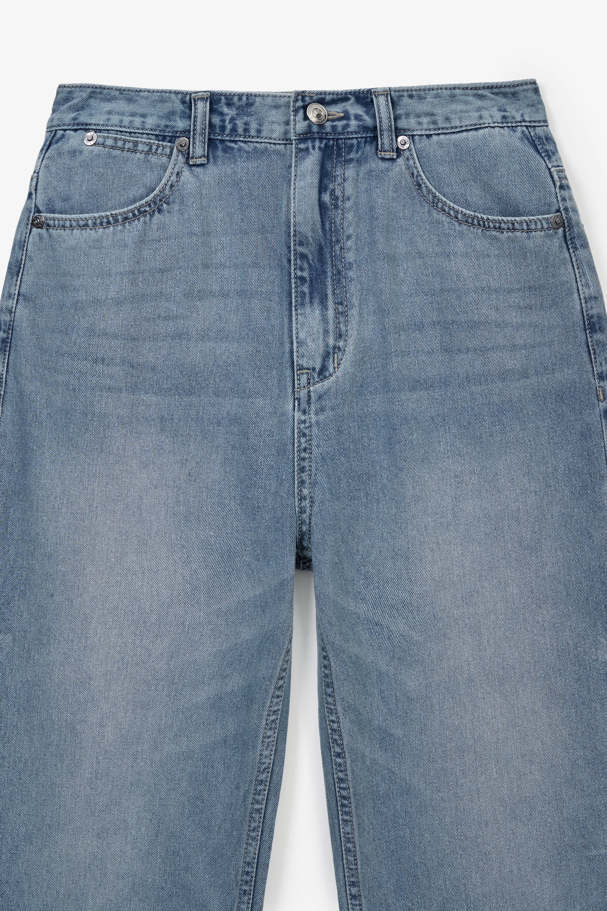 (W) Washed Relaxed Denim Pants Blue