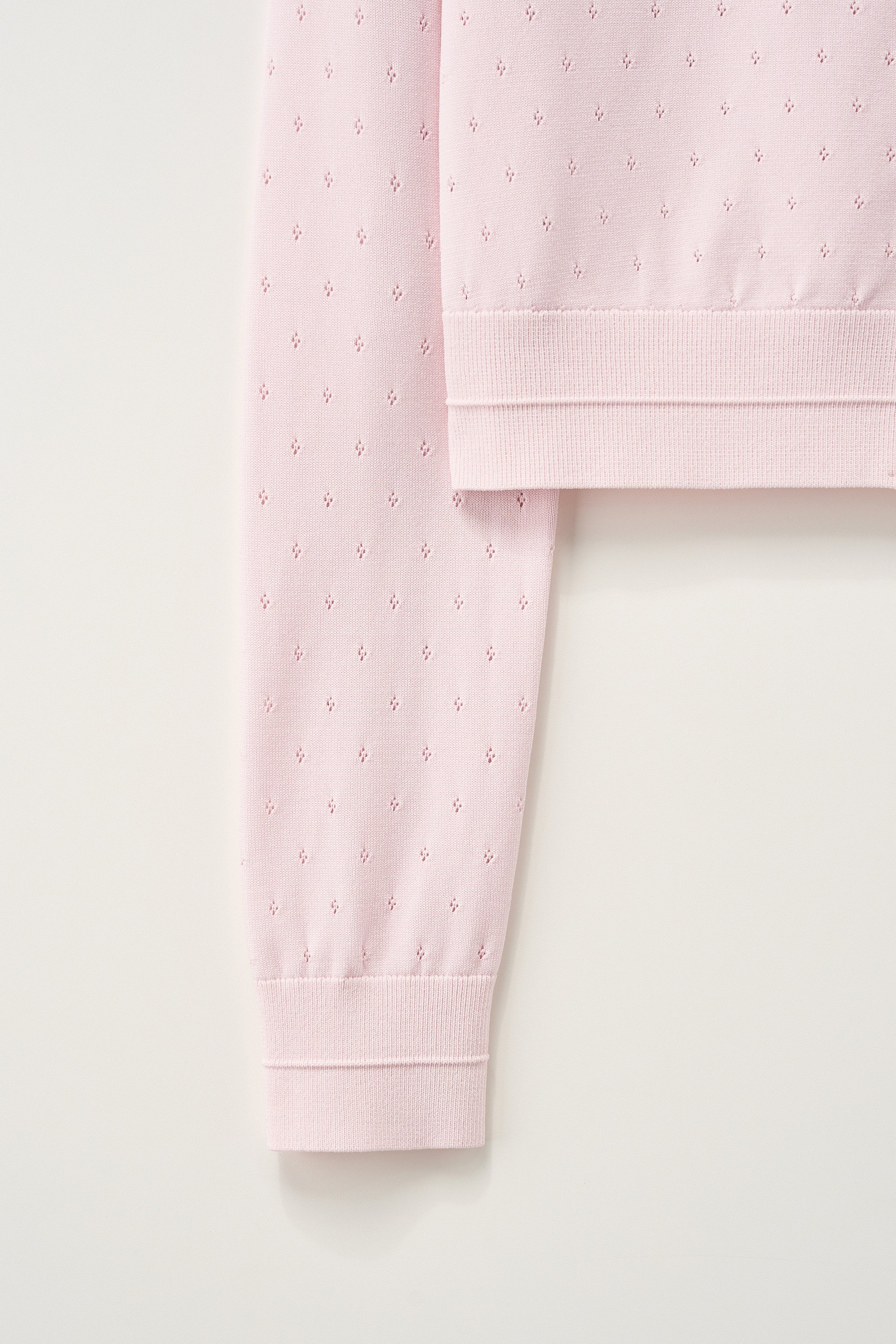 (W) Pointel Crew Neck Cardigan Light Pink