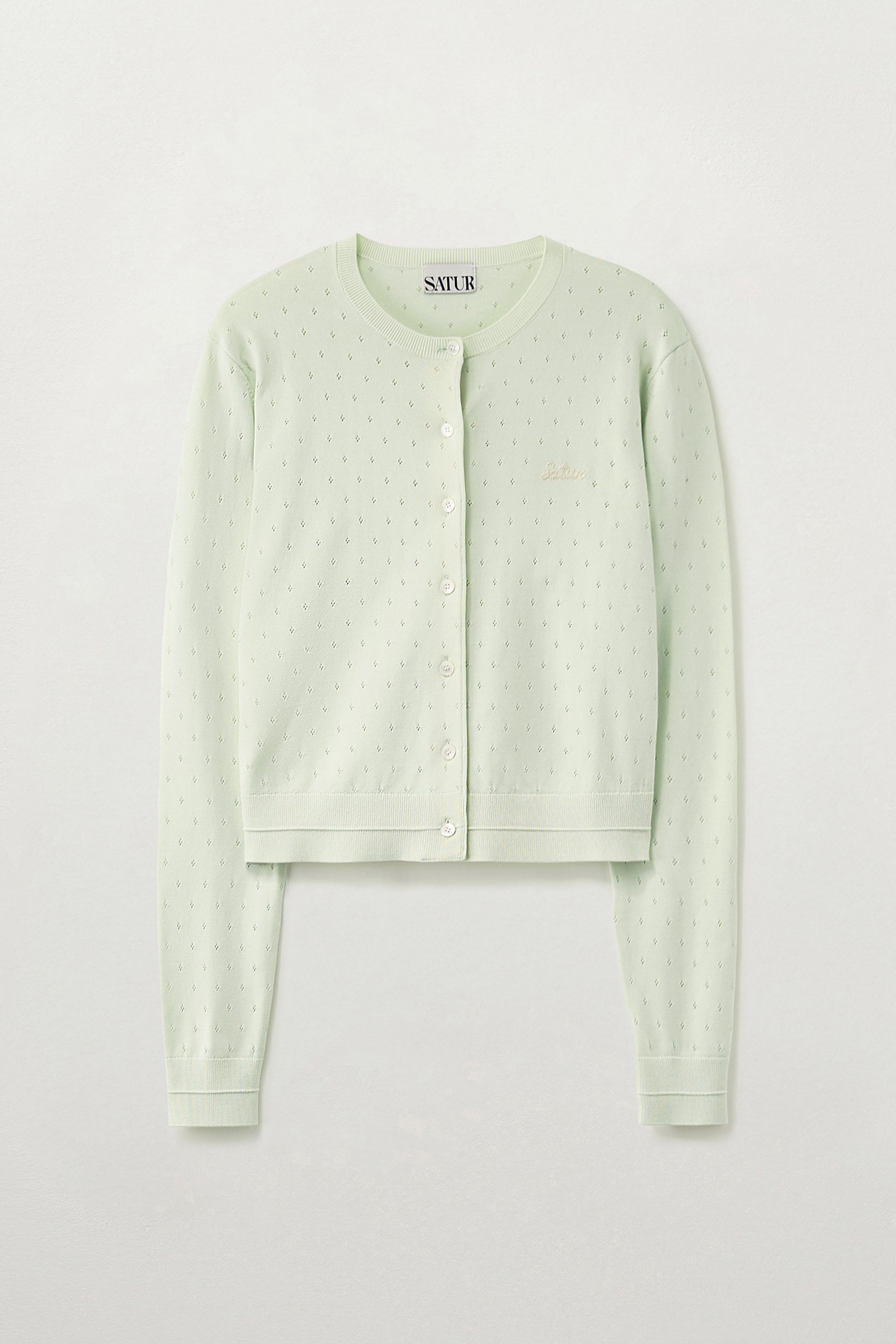(W) Pointel Crew Neck Cardigan Mint