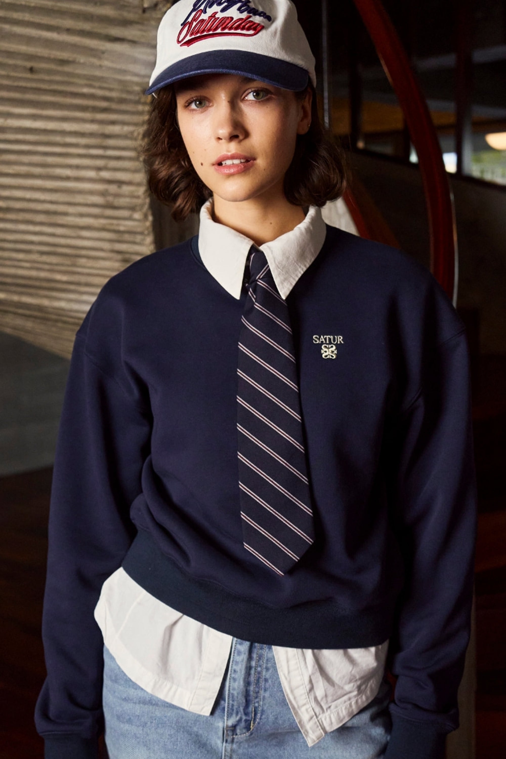 (W) Loren Sl Crop Sweatshirt Navy