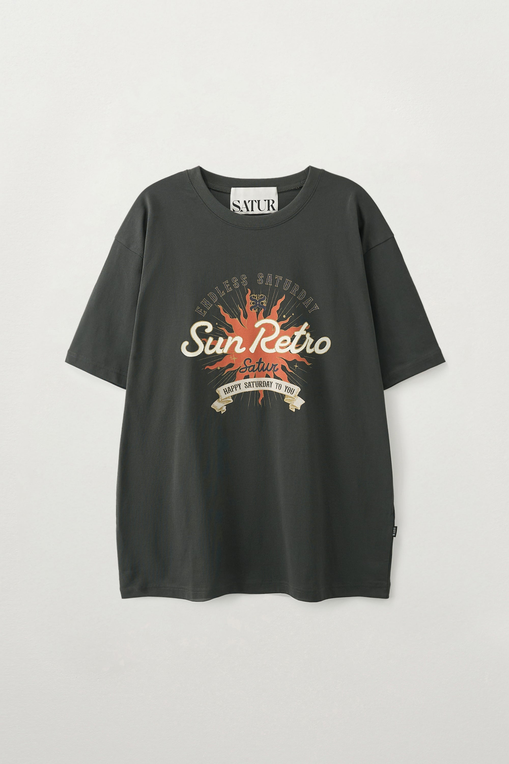 (U) New Sun Retro Half Tshirt Charcoal