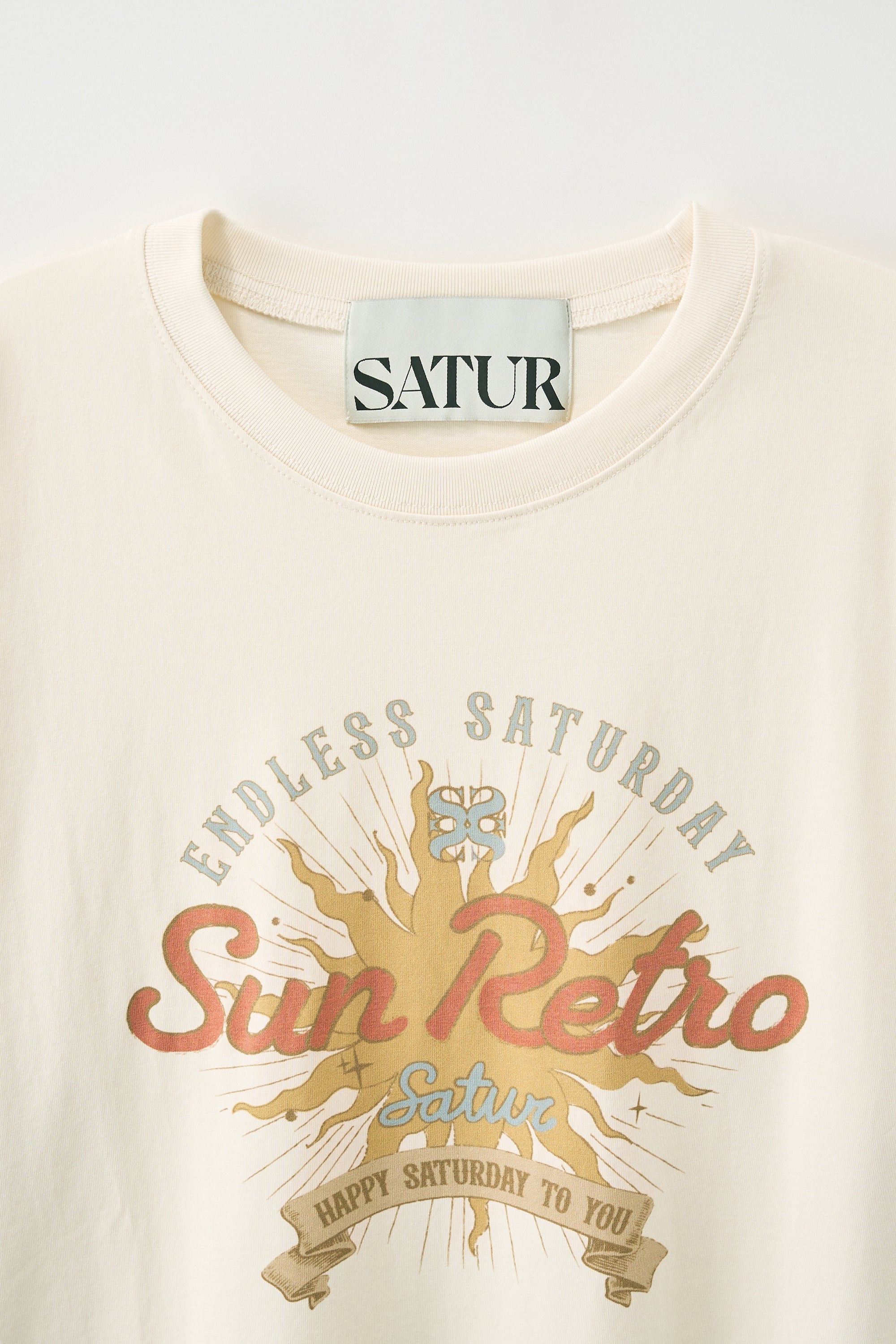 (U) New Sun Retro Half Tshirt Cream