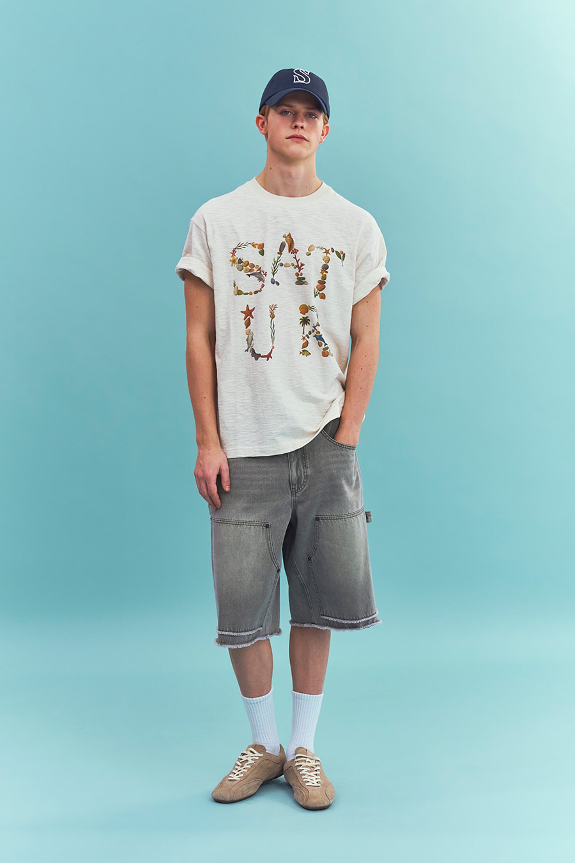 (U) Satur Marine Collage Tee Cream