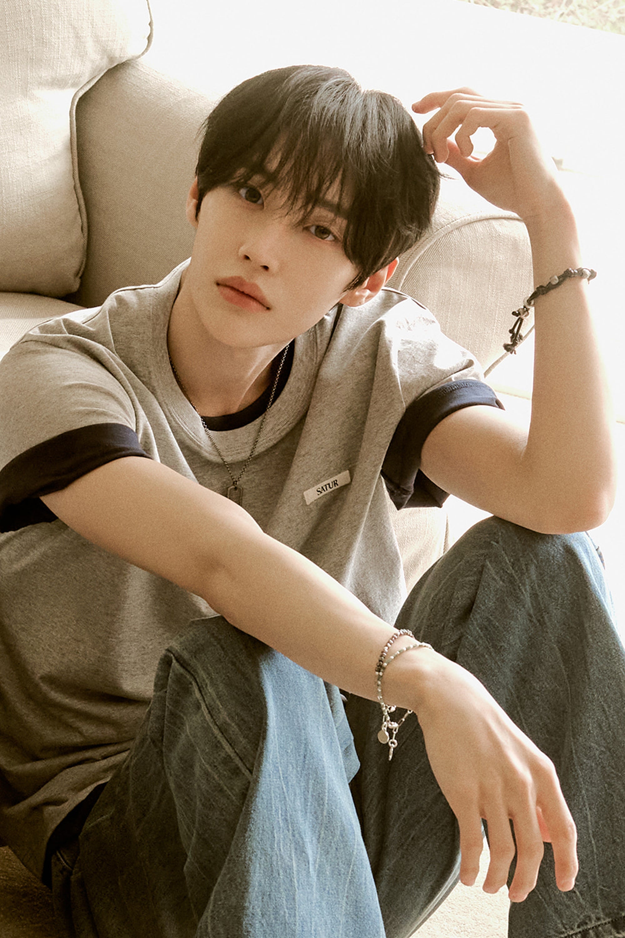 [RIIZE's Pick] (U) Supima Basic Crew Neck Tee Melange Gray