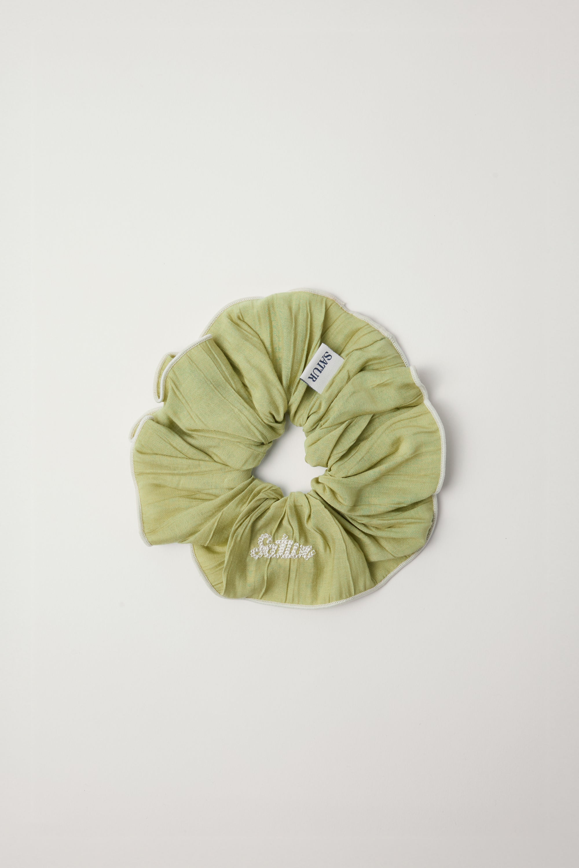 (W) Wrinkle Block Scrunch  Olive Green