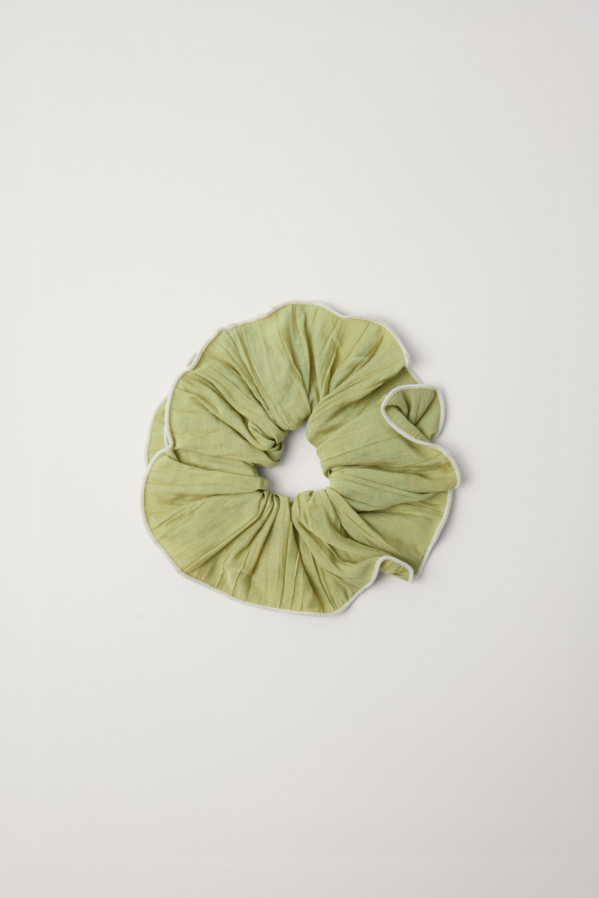 (W) Wrinkle Block Scrunch  Olive Green