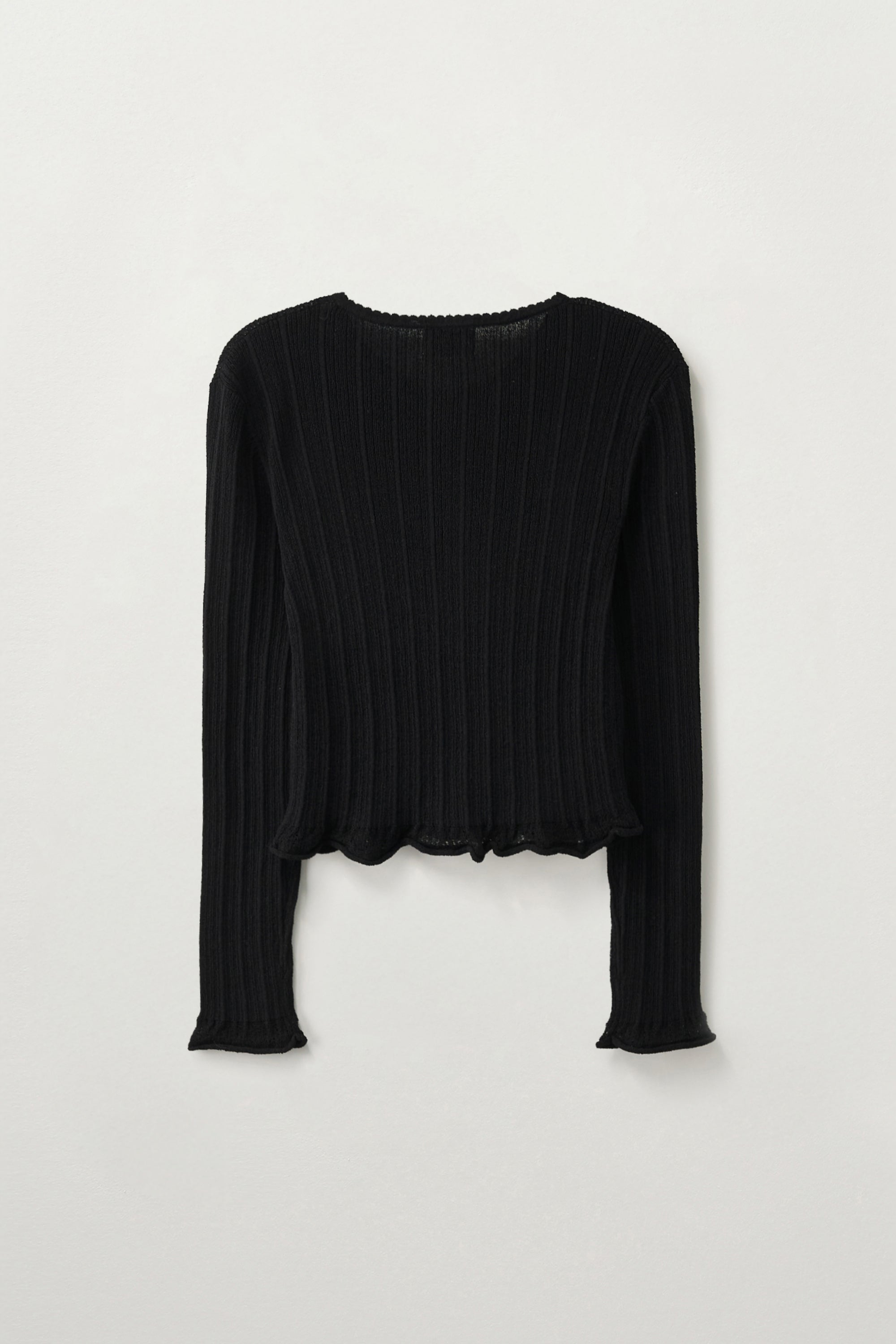 (W) Sheer Long Sleeve Cardigan Black