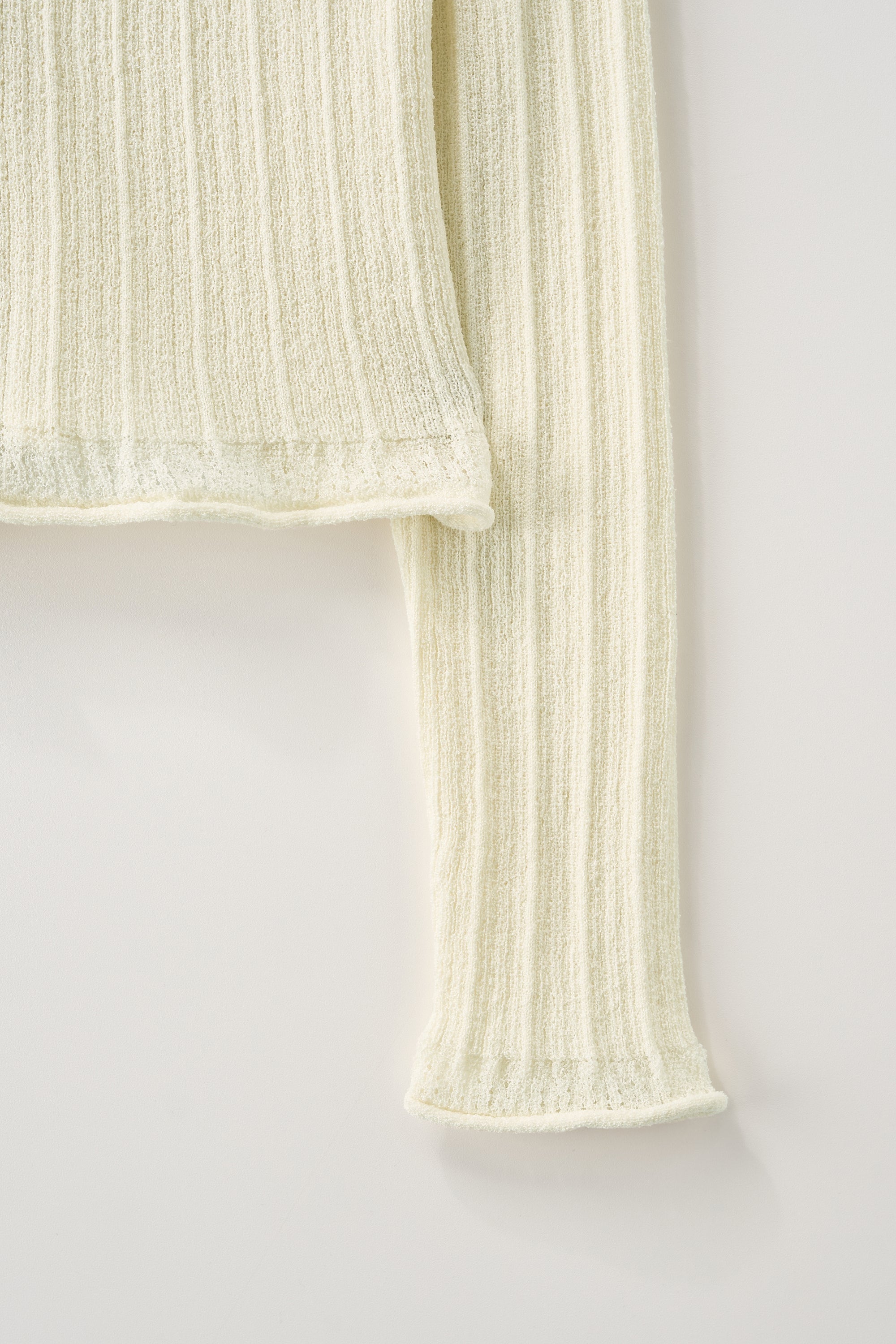 (W) Sheer Long Sleeve Cardigan Cream