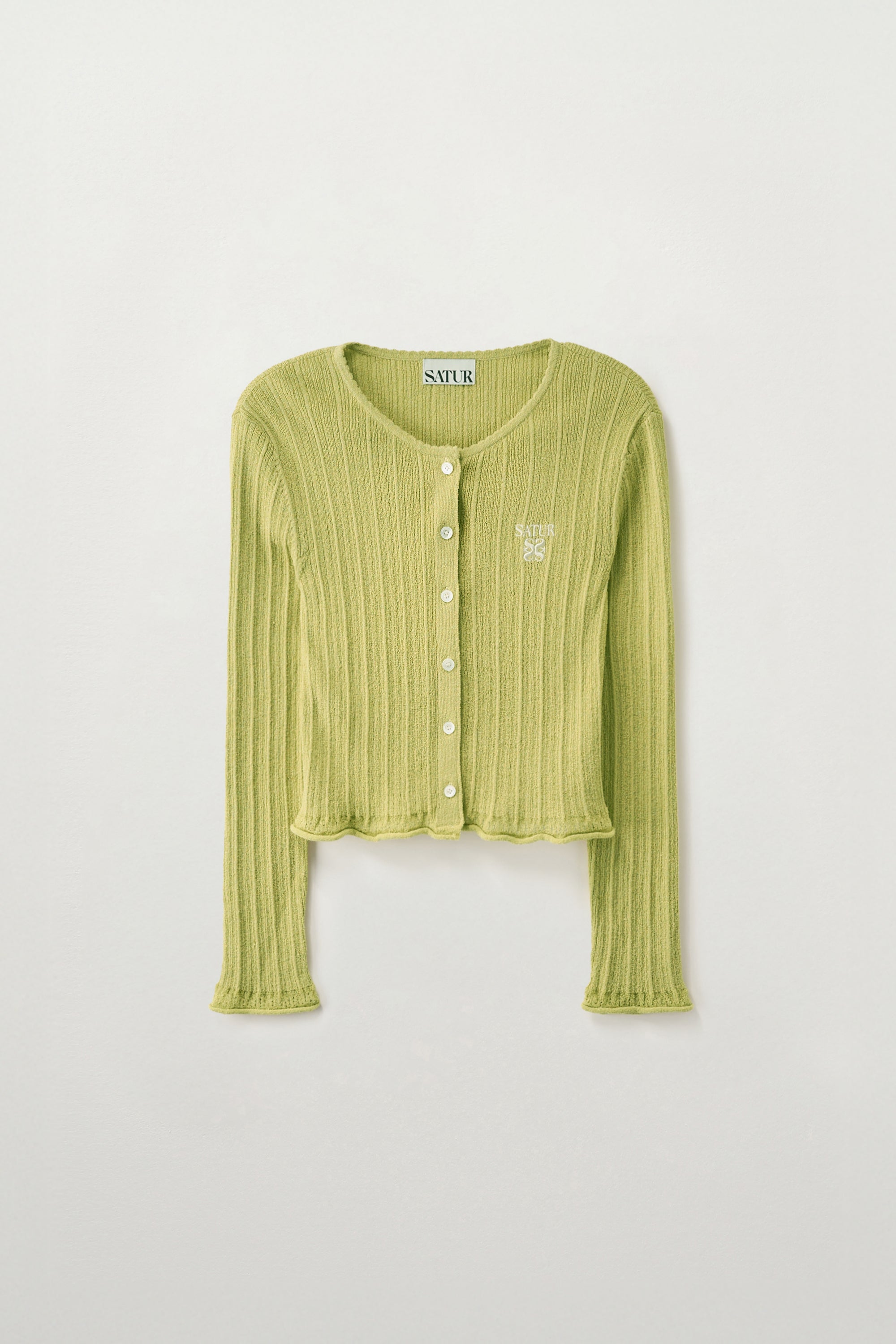 (W) Sheer Long Sleeve Cardigan Olive Green