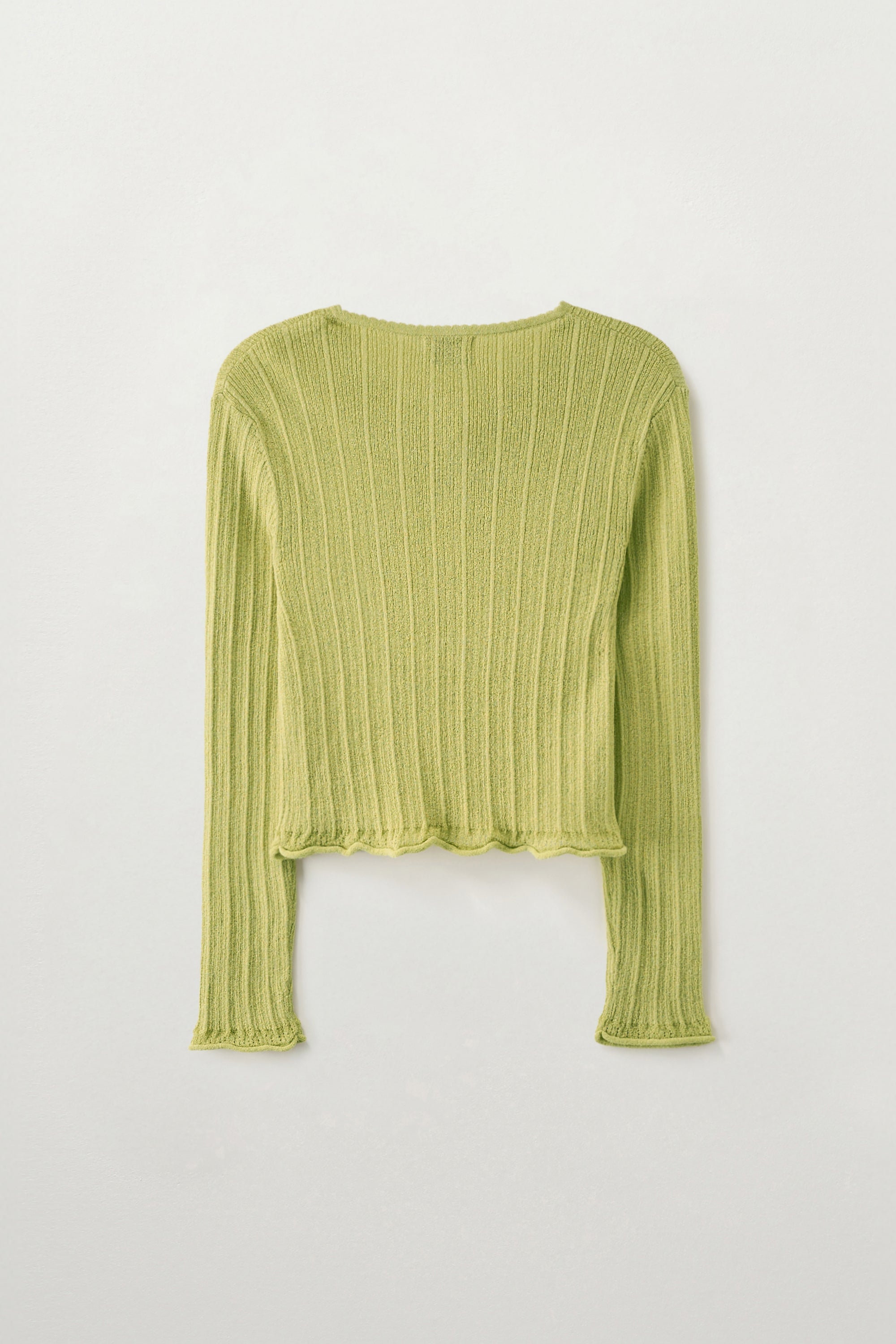 (W) Sheer Long Sleeve Cardigan Olive Green