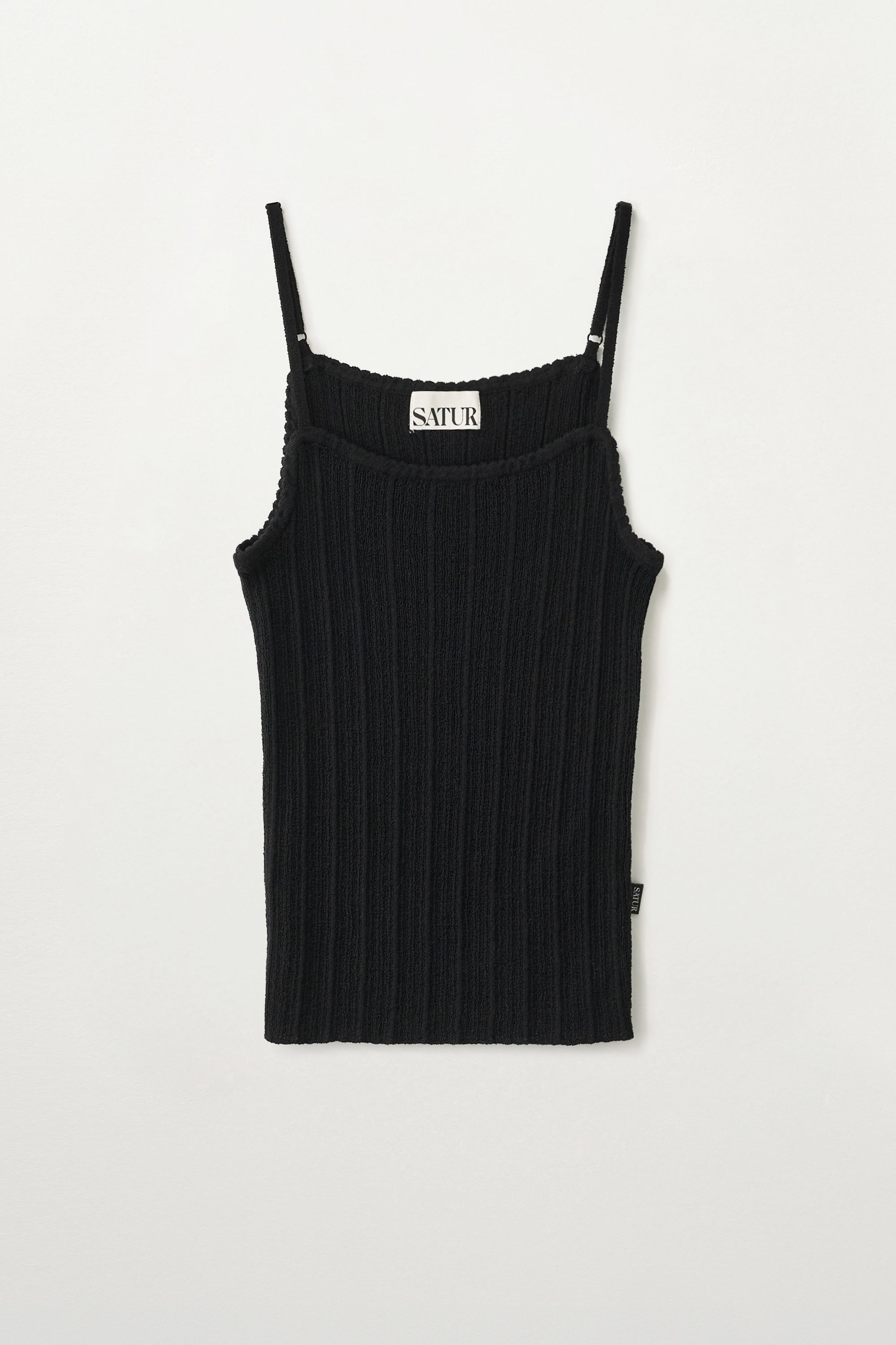 (W) Ribbed Sleeveless Knit Black