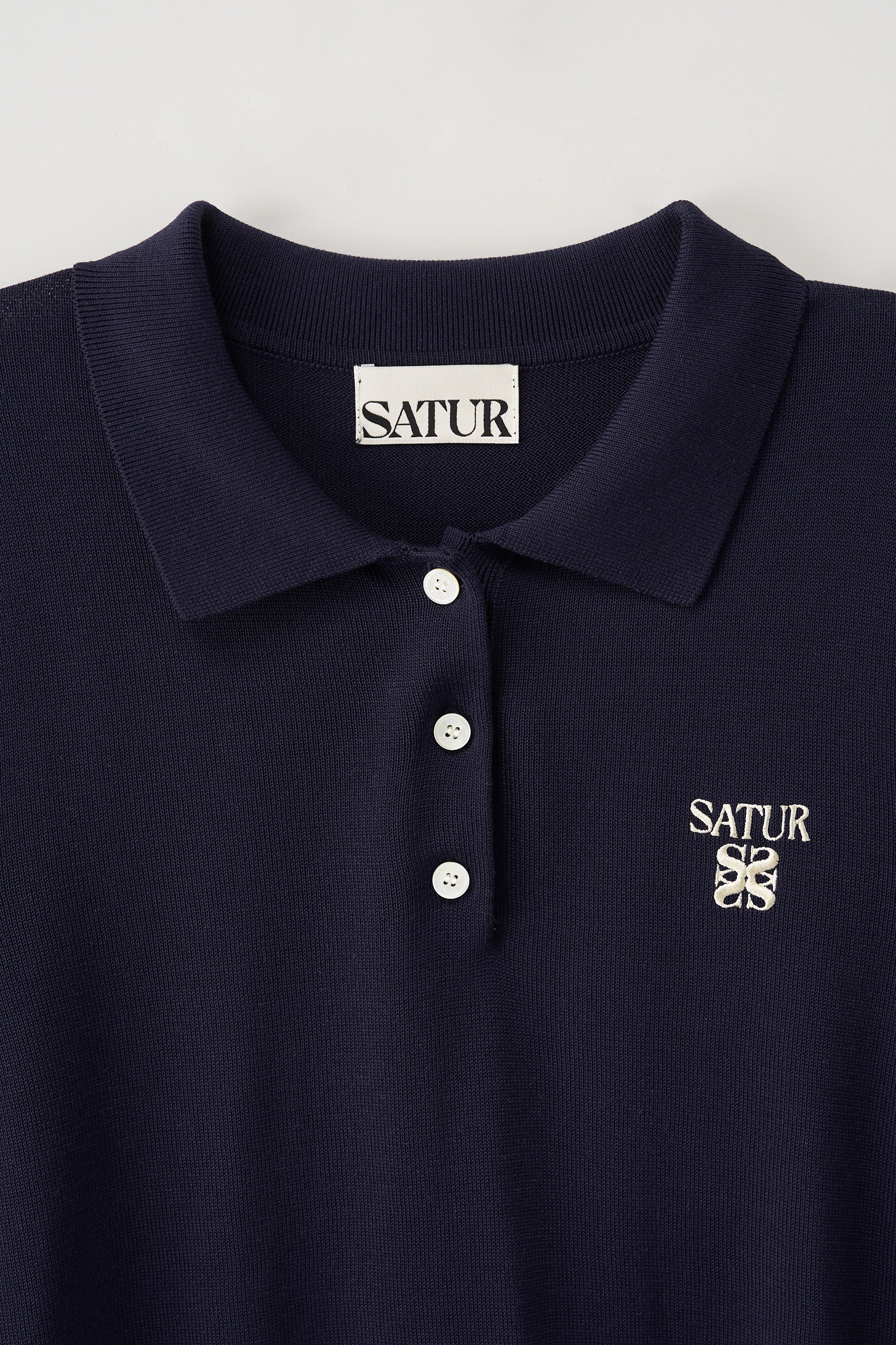 (W) Classic Collar Half Knit Navy
