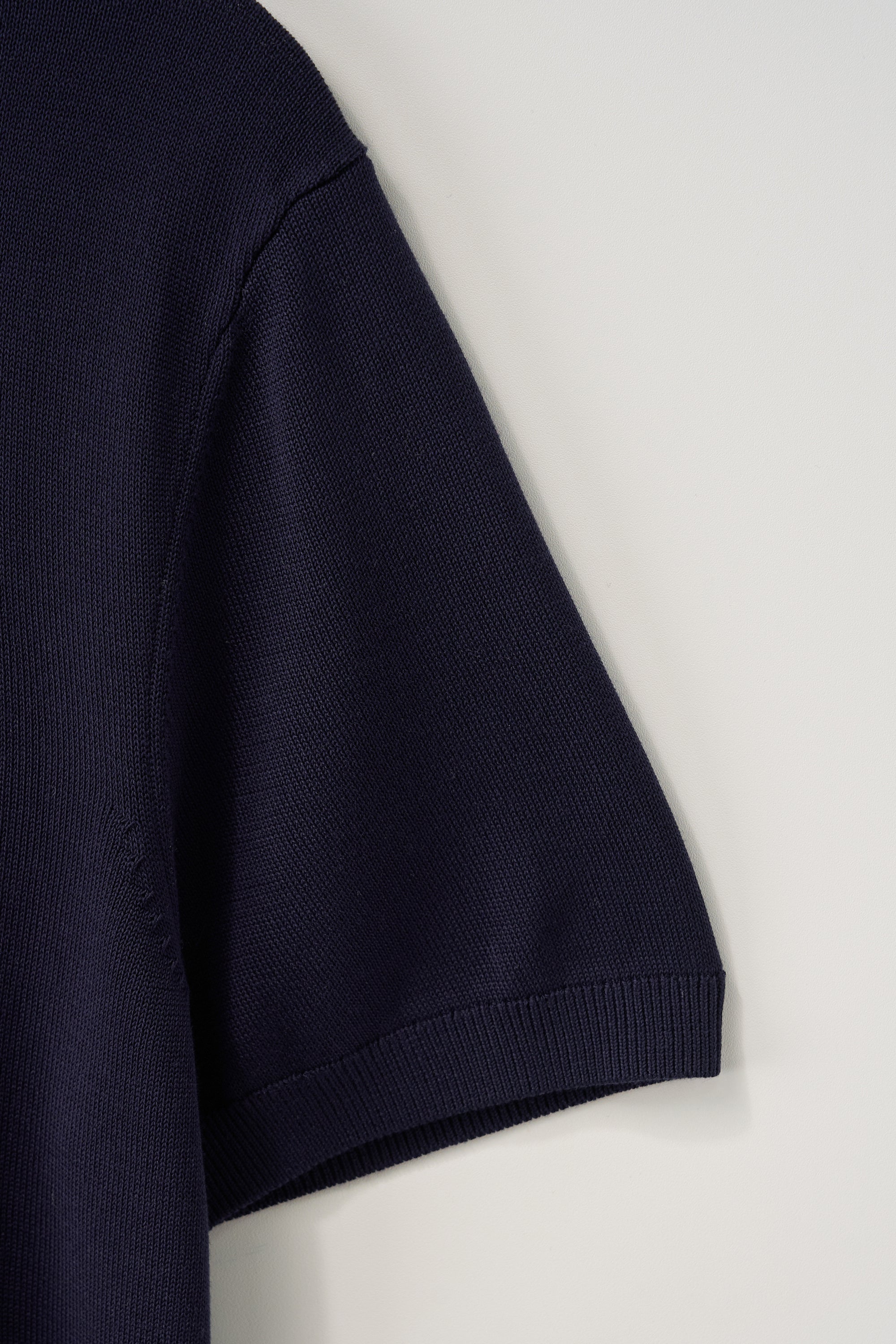 (W) Classic Collar Half Knit Navy