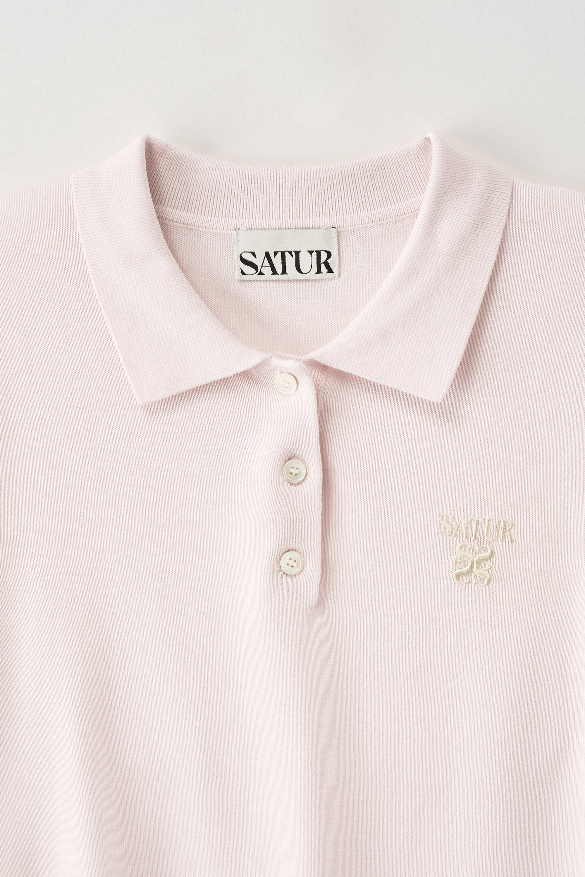 (W) Classic Collar Half Knit Pink