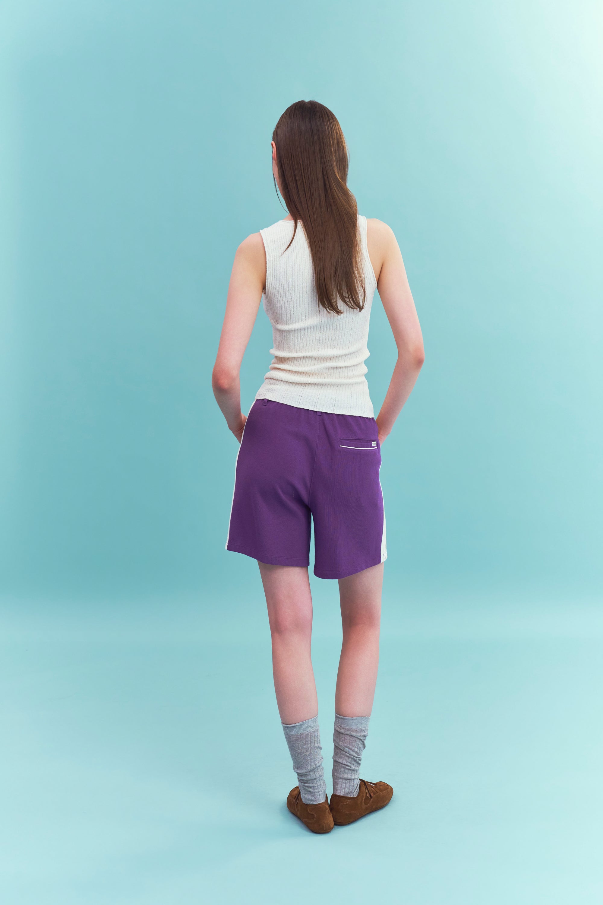 (W) Ribbed Sleeveless Tag Knit Cream