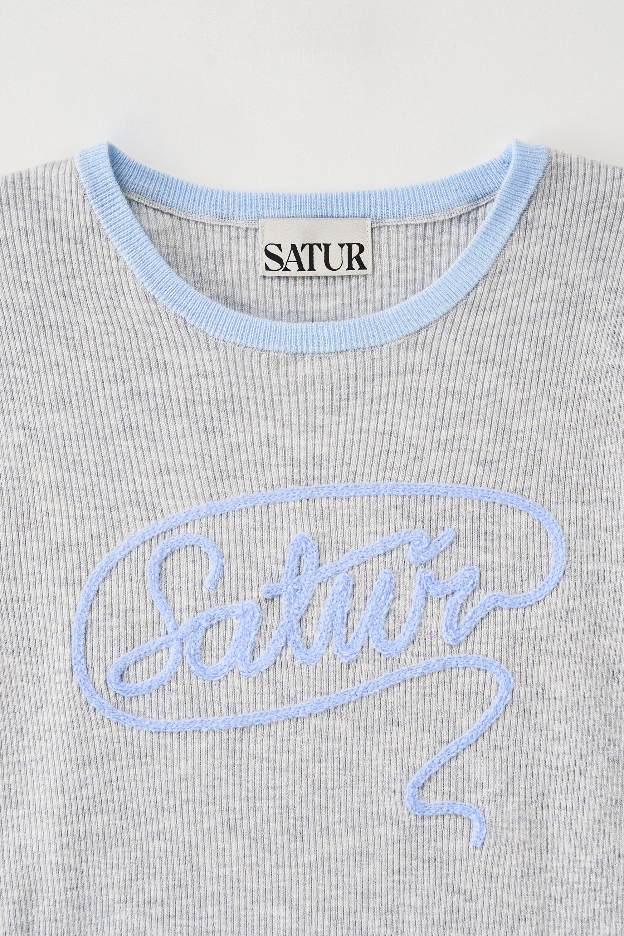 (W) Rope Logo Ringer Knit Melange Gray