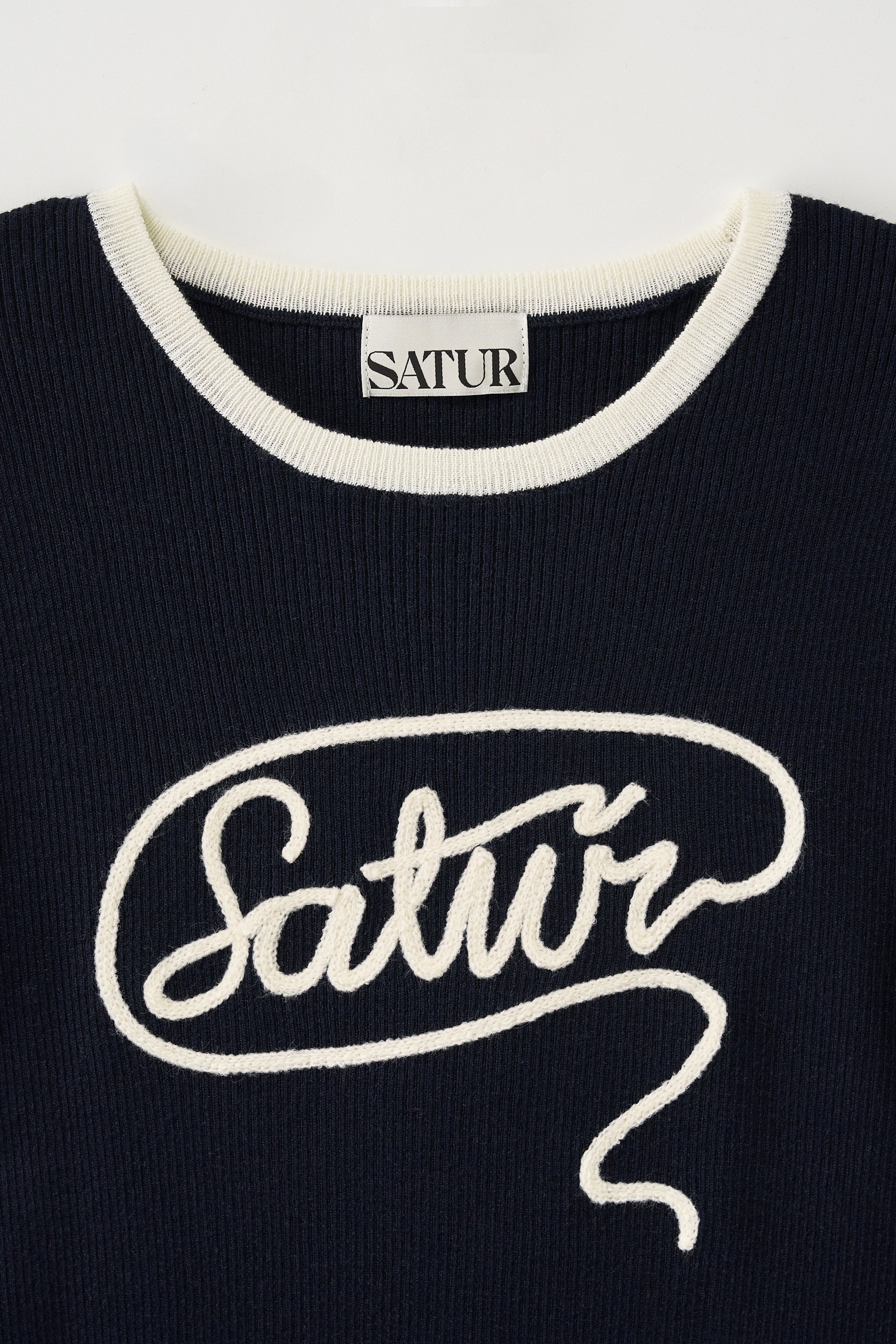 (W) Rope Logo Ringer Knit Navy