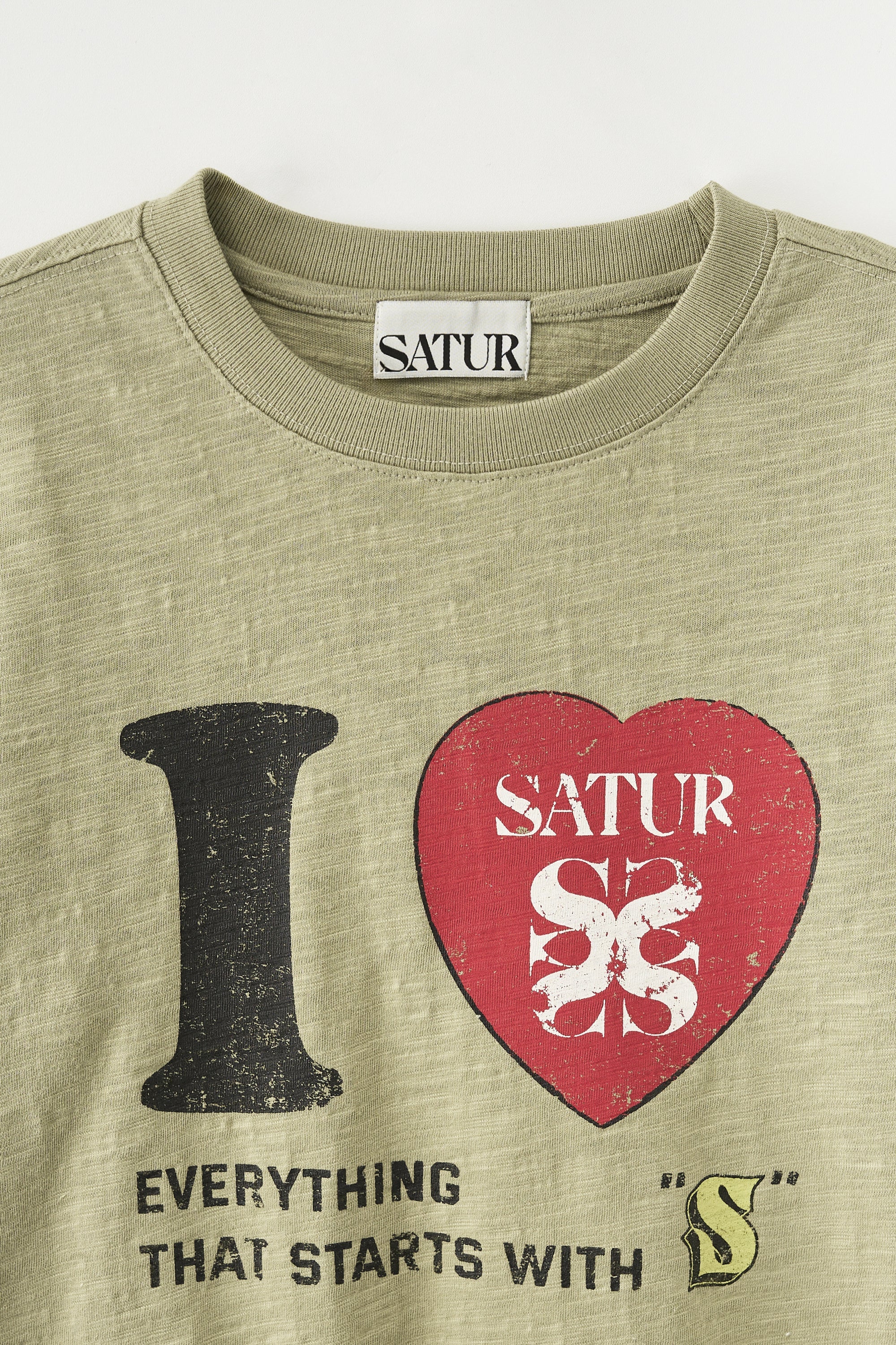 (W) I Love Graphic Rl Slub Tee Khaki