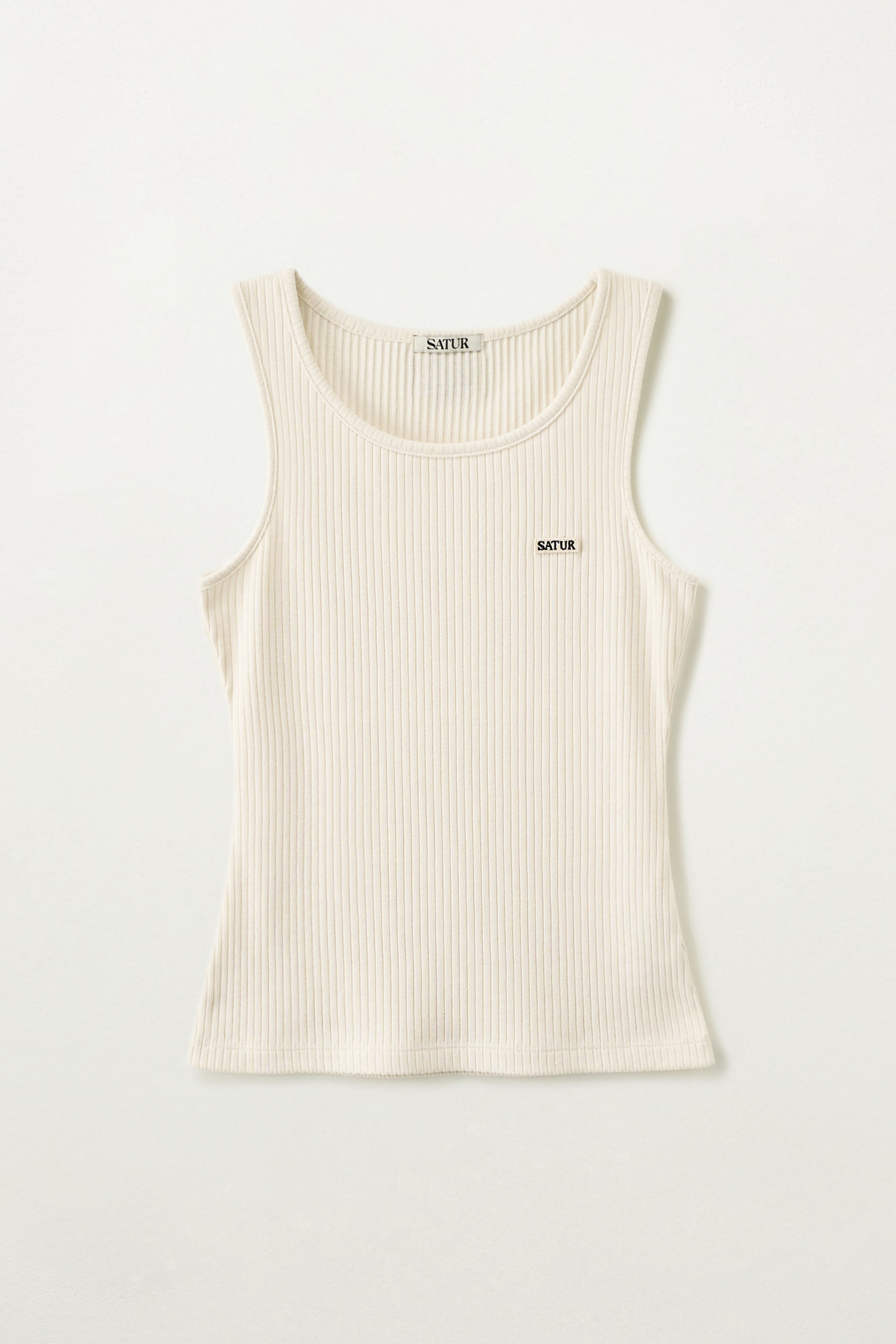(W) Logo Ribbed Sleeveless Cream