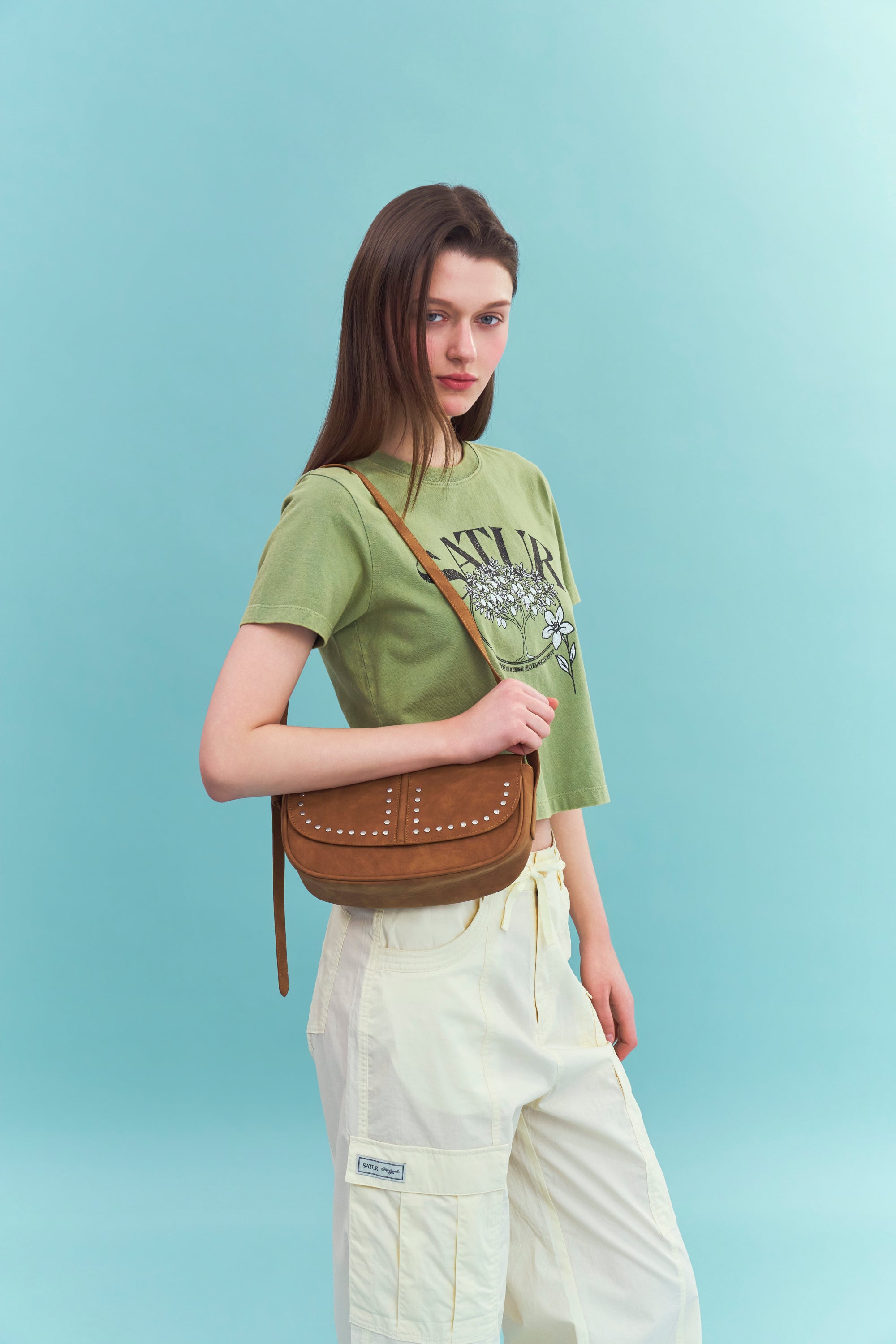 (W) Citron Tree Stone Crop Tee Khaki
