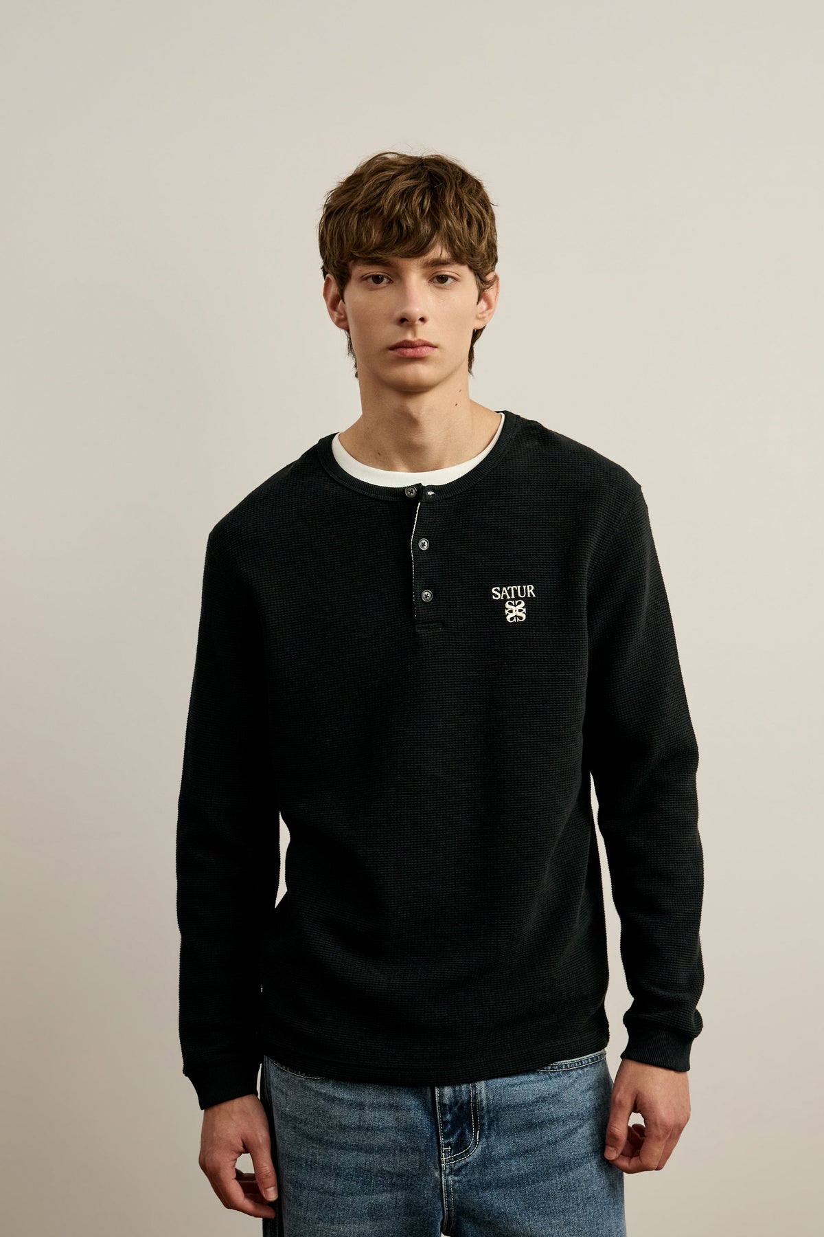 (U) Waffle Henley Long Sleeve