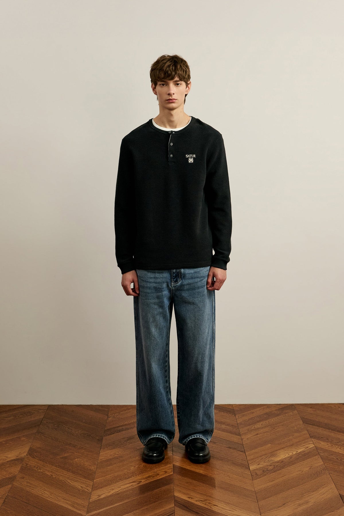(U) Waffle Henley Long Sleeve