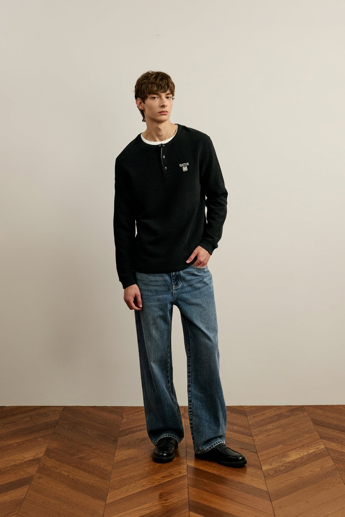 (U) Waffle Henley Long Sleeve
